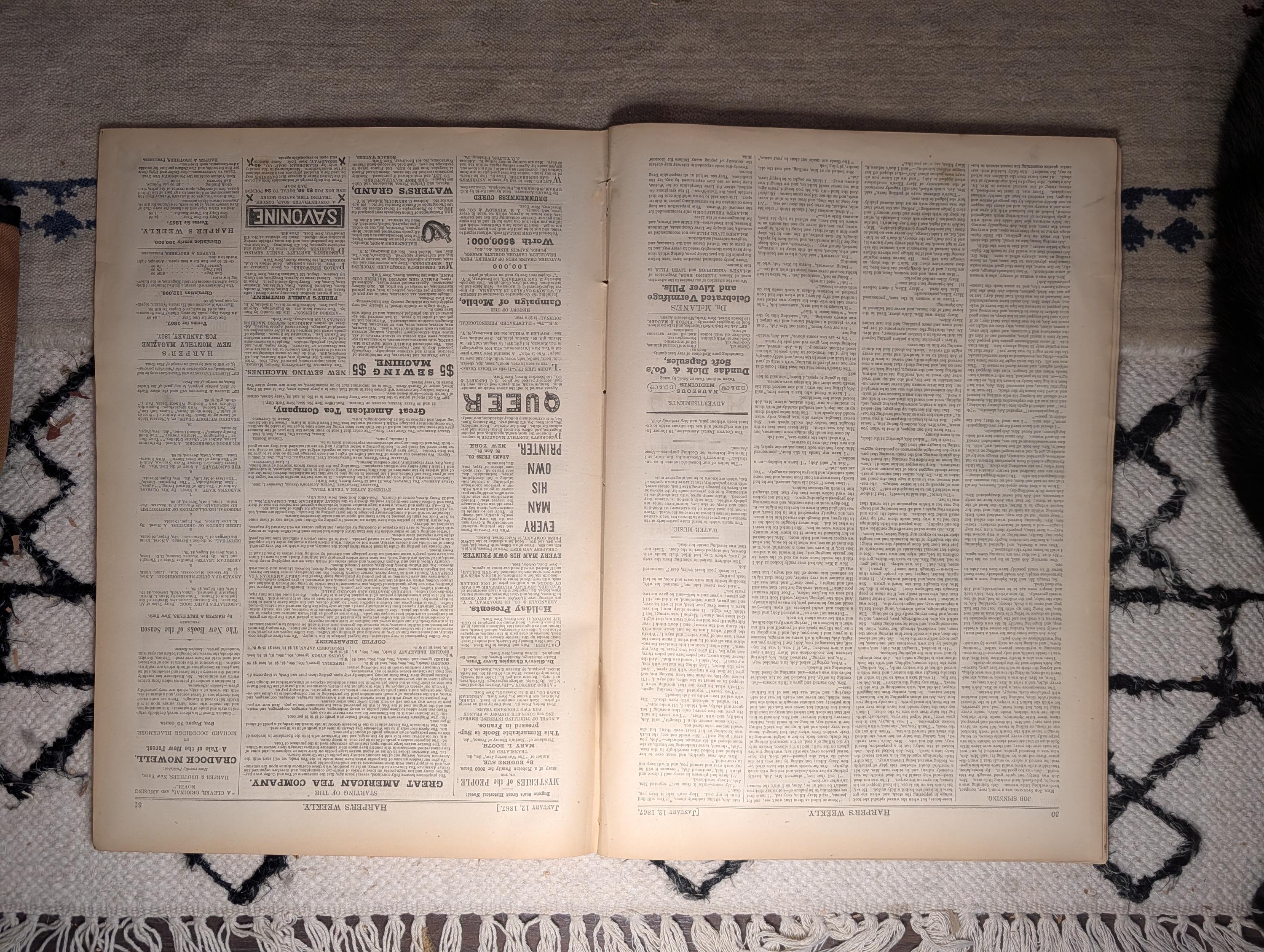1867 Thomas Nast Emancipation Proclamation, Frederick Douglass Letter — Jan 12