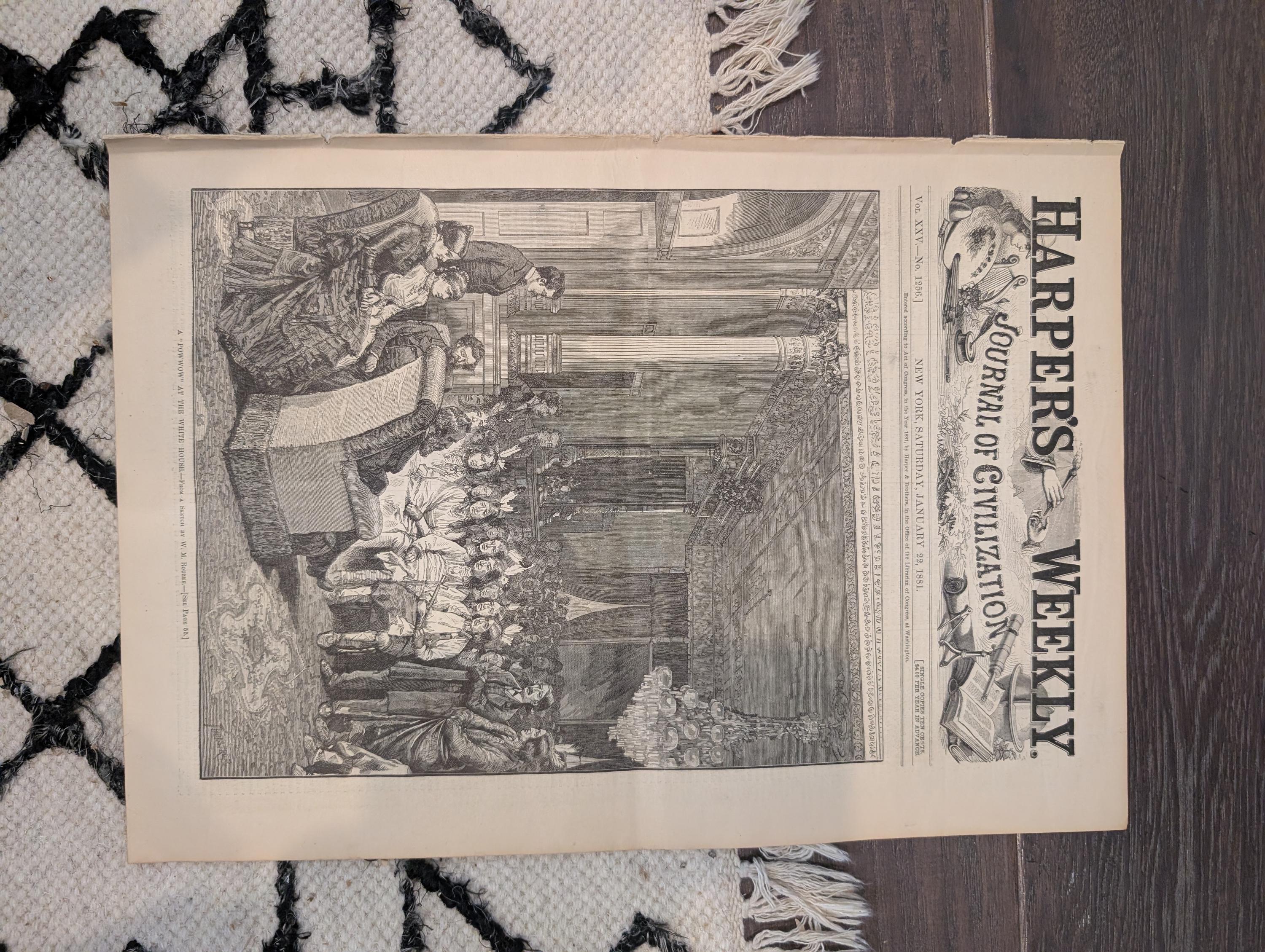 1881 Native Americans Pow-Wow White House, Chester Cathedral, Central Park Fire — Jan 22