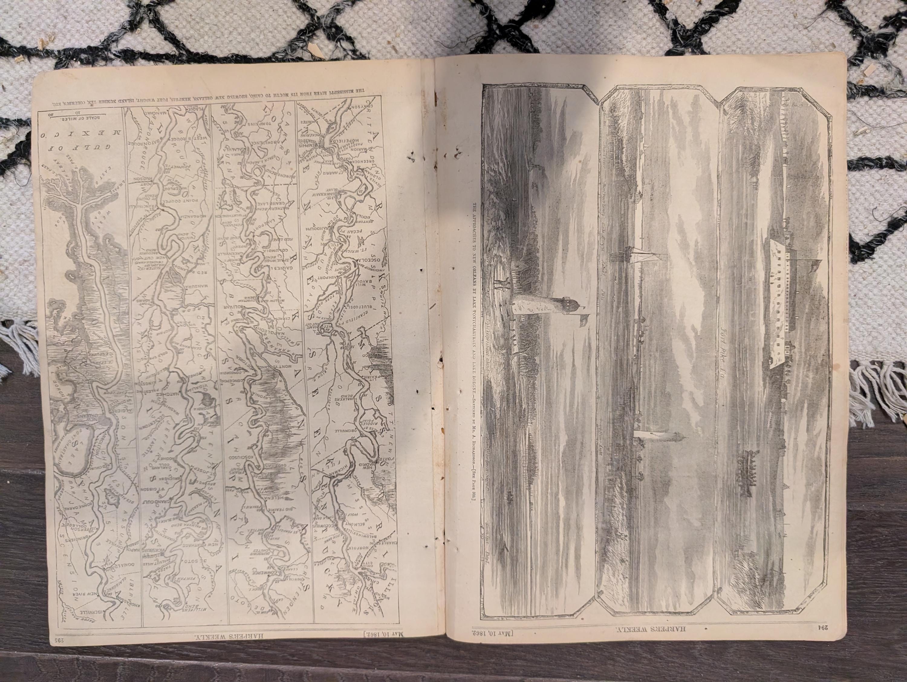 Harper’s Weekly – May 10, 1862 – War on the Mississippi • Capture of New Orleans • Massive Mississippi Map • Yorktown Centerfold