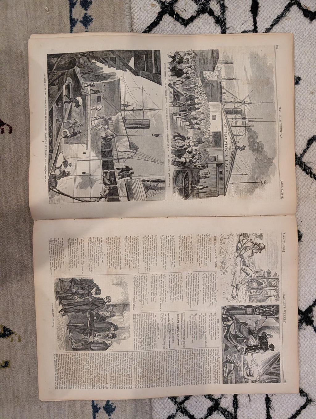 1861 Navy Fleet Fort Pickens Harper's Weekly April 20 Dahlgren Gun Dickens