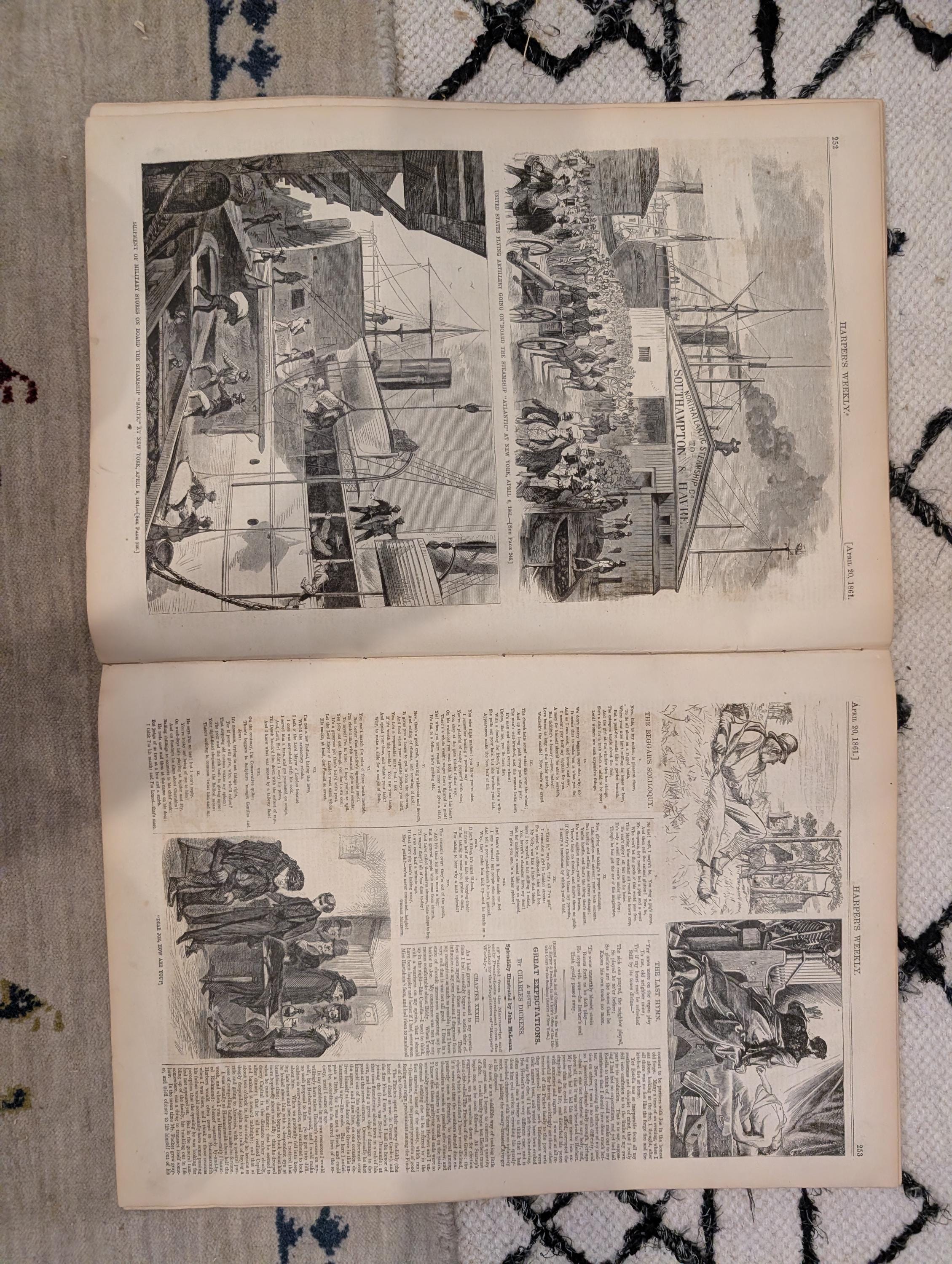 1861 Navy Fleet Fort Pickens Harper's Weekly April 20 Dahlgren Gun Dickens