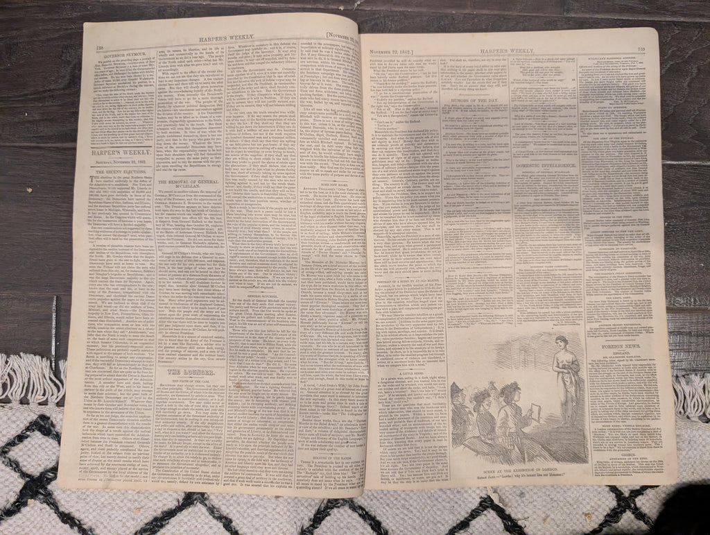 Harper’s Weekly – November 22, 1862 – “Army of the Ohio on the March” • McClellan to Burnside • Horatio Seymour