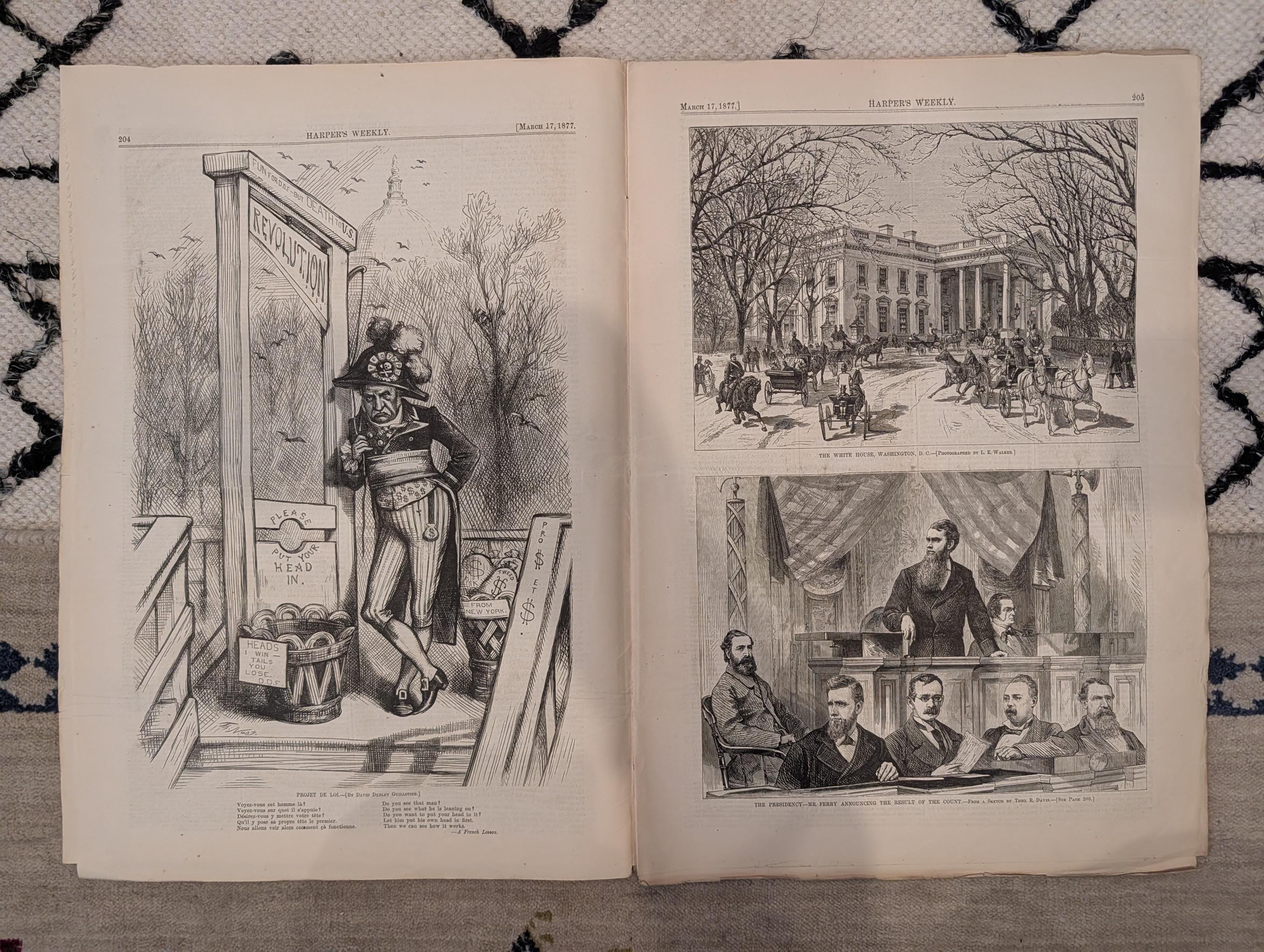 1877 Hayes & First Lady Portraits, Nast, White House, Polar Bears — Mar 17