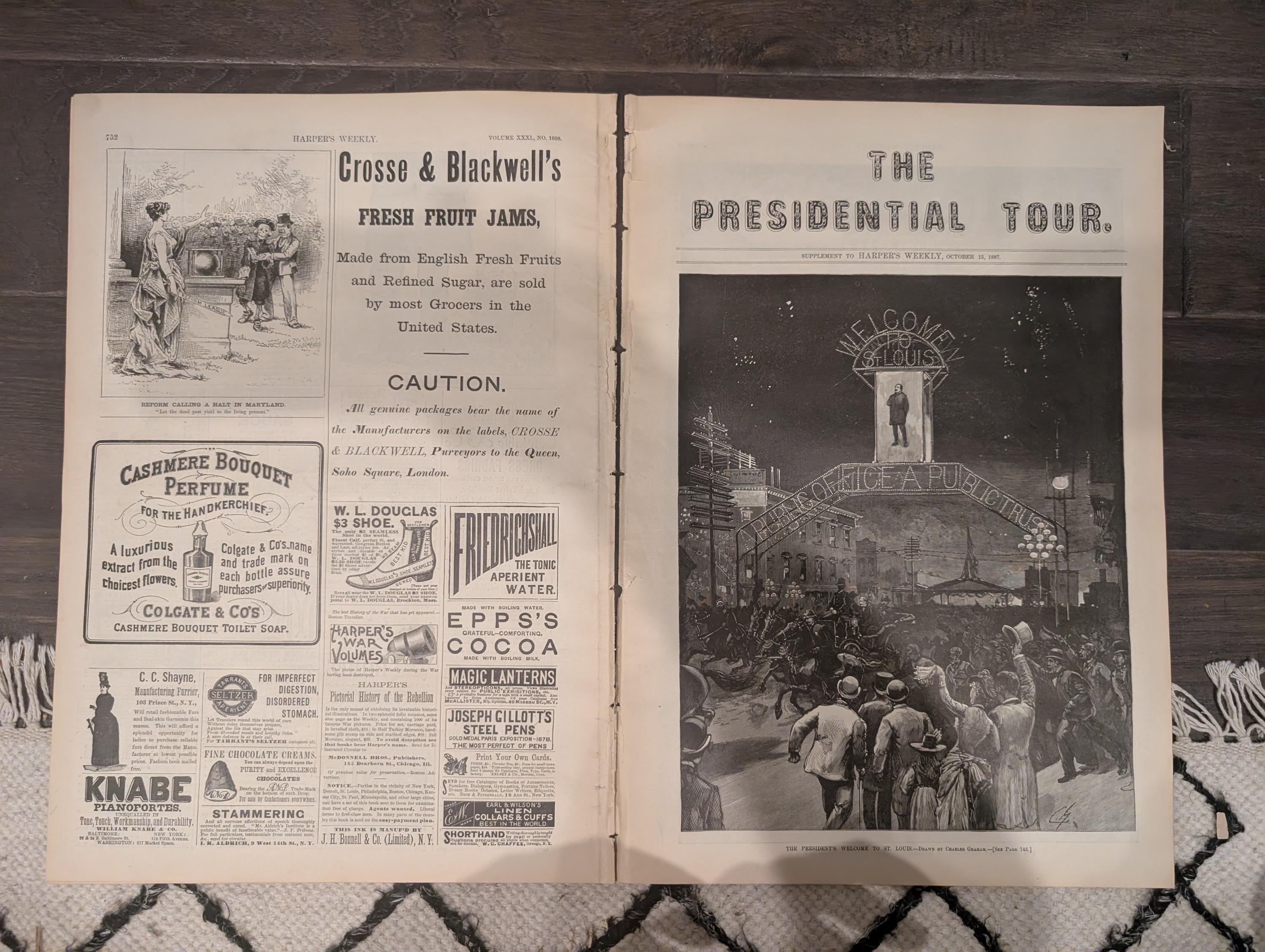 Harper’s Weekly – October 15, 1887 | Bar Harbor Centerfold, Presidential Tour, G.A.R., Munich Oktoberfest