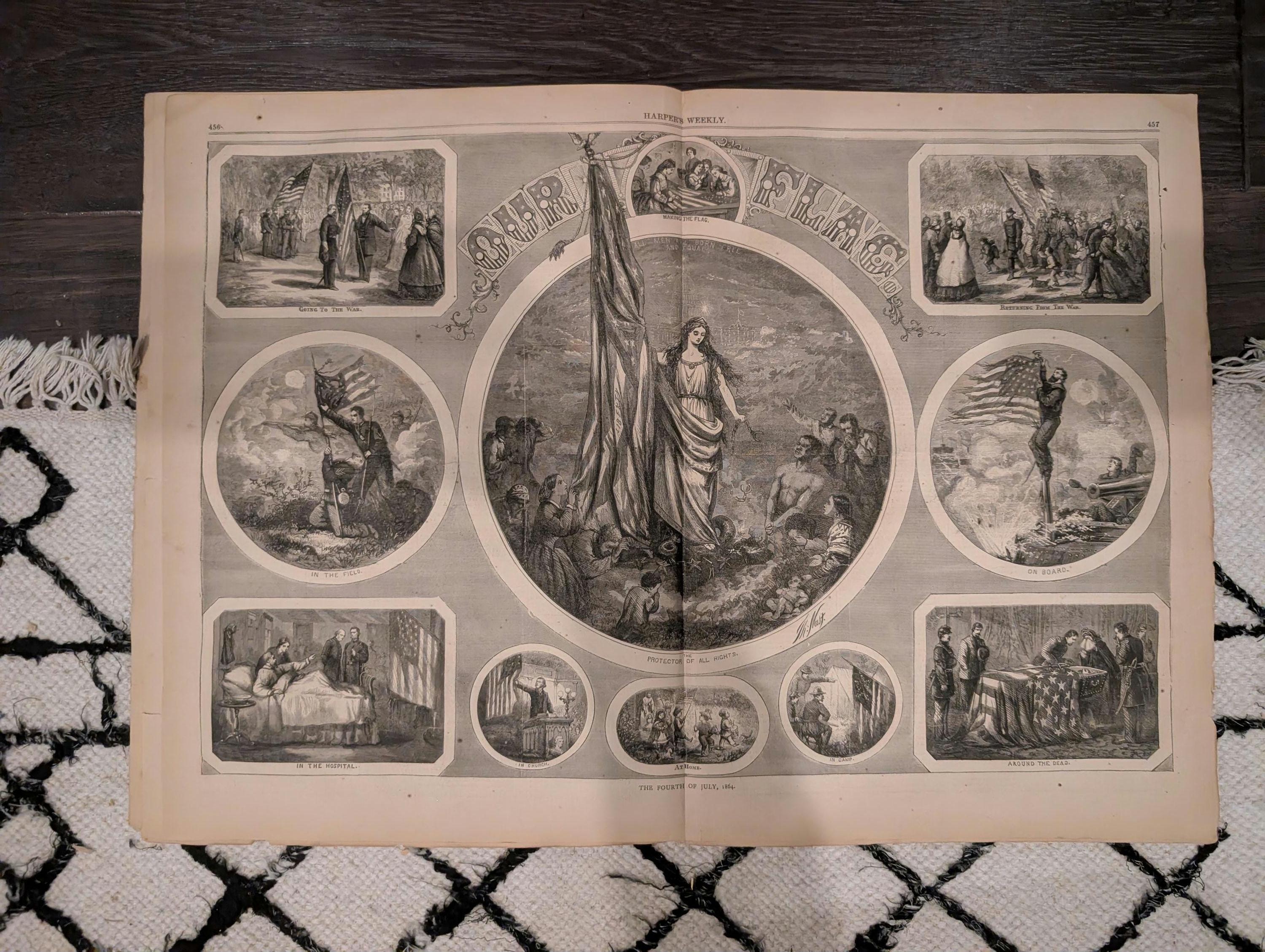 1864 Grant at Headquarters Harper's Weekly July 16 Thomas Nast Our Flag