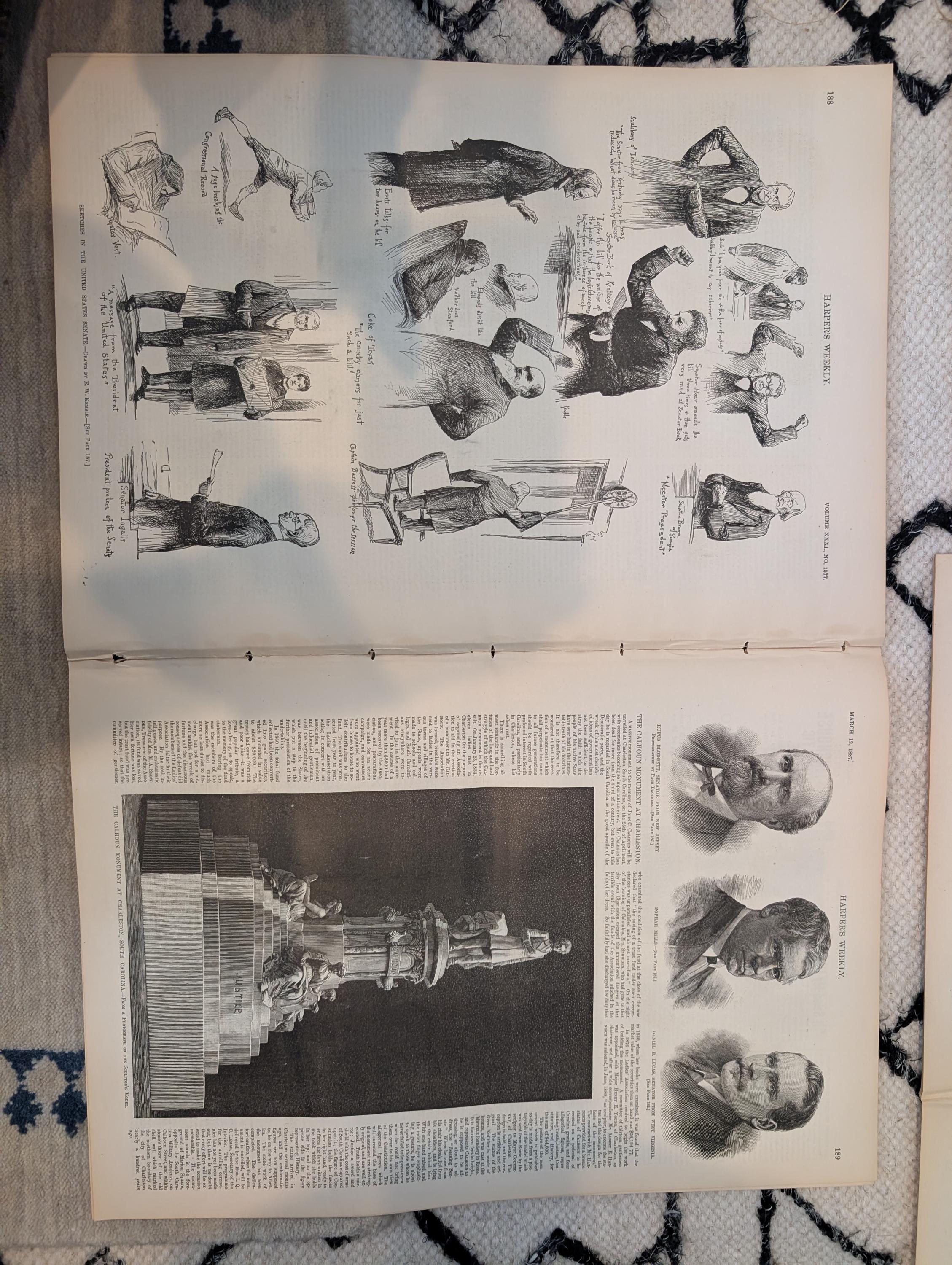 HARPER’S WEEKLY – March 12, 1887  “The Everglades of Florida,” Henry Ward Beecher, U.S. Senate Sketches, & Dramatic Blizzard