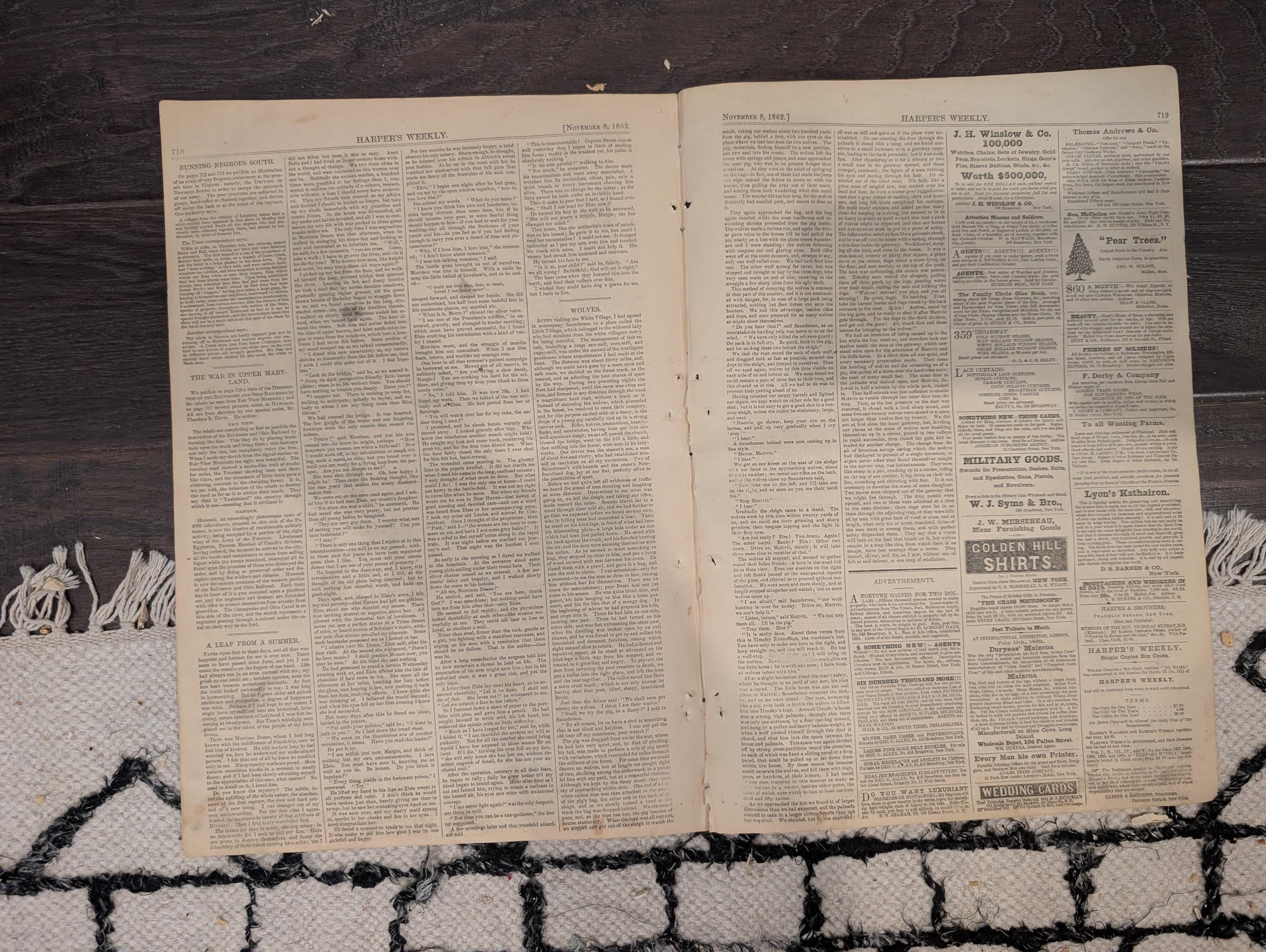 Harper’s Weekly – November 8, 1862 – Mrs. Lincoln • Rosecrans • “Negroes Driven South” Centerfold