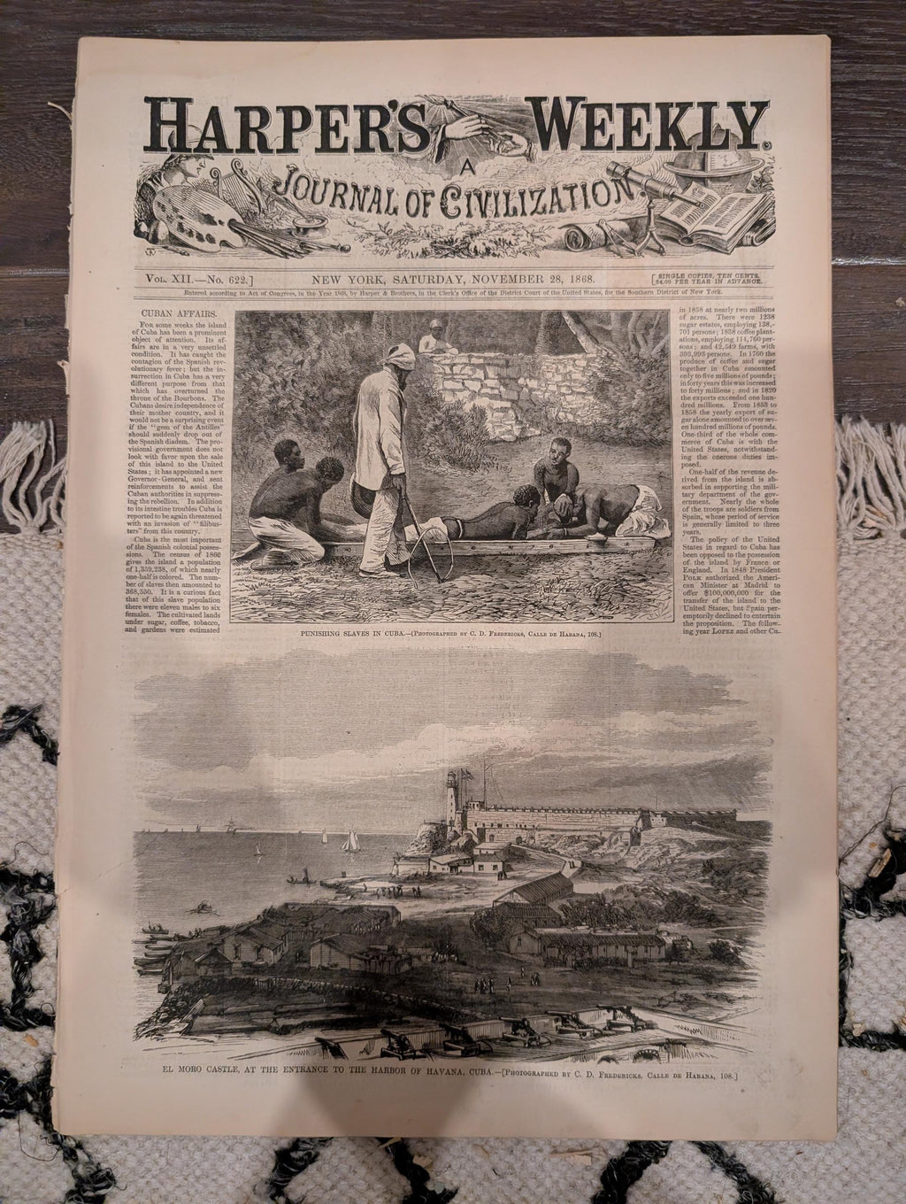 Harper’s Weekly – November 28, 1868 – Thanksgiving Prints • Cuba Scenes • San Francisco Earthquake • Fulton Ferry Collision