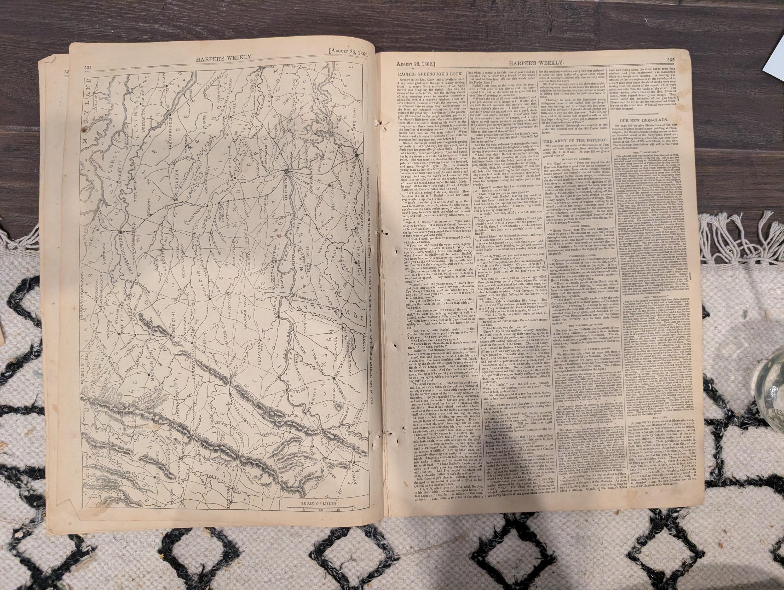 Harper’s Weekly August 23 1862 Civil War Capitol War Meeting Ironclads Harrison’s Landing Newspaper