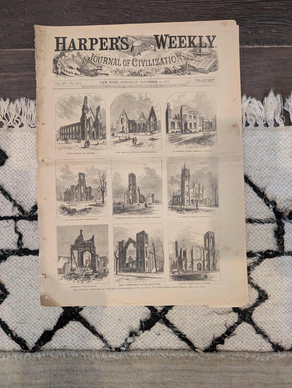 1871 Great Chicago Fire Ruins, Nast "Tammany Tiger Loose," Château Lafite Harvest — Nov 11