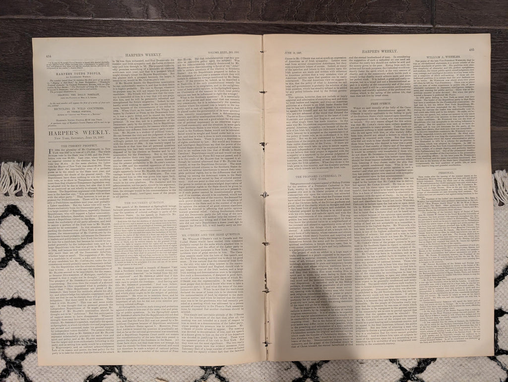 Harper’s Weekly — June 18, 1887 — ACTORS’ MONUMENT, Frederic Remington Horse Racing, Princeton College Centerfold, Queen Victoria Portraits