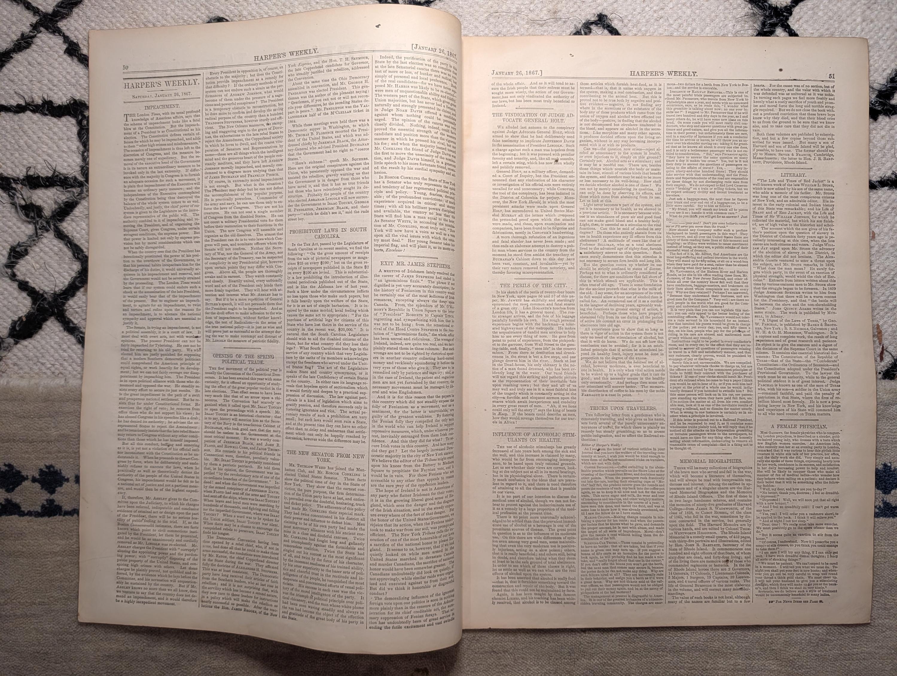 1867 Oaks Mine Disaster England, Roscoe Conkling Portrait — Jan 26