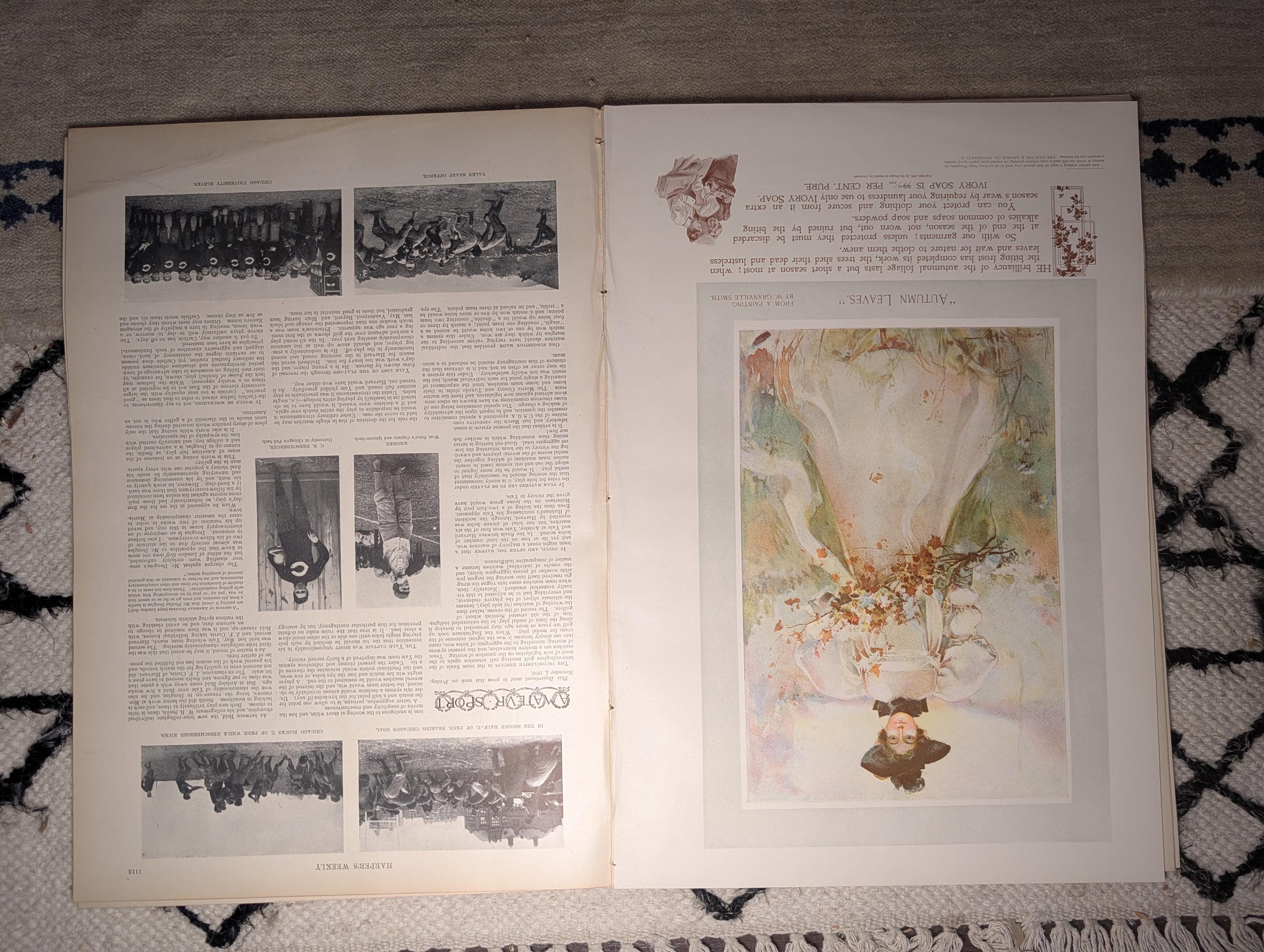 1898 Two A.B. Frost, Bicycle Fall & Rail Shooting, Color Ivory Soap Ad — Nov 12