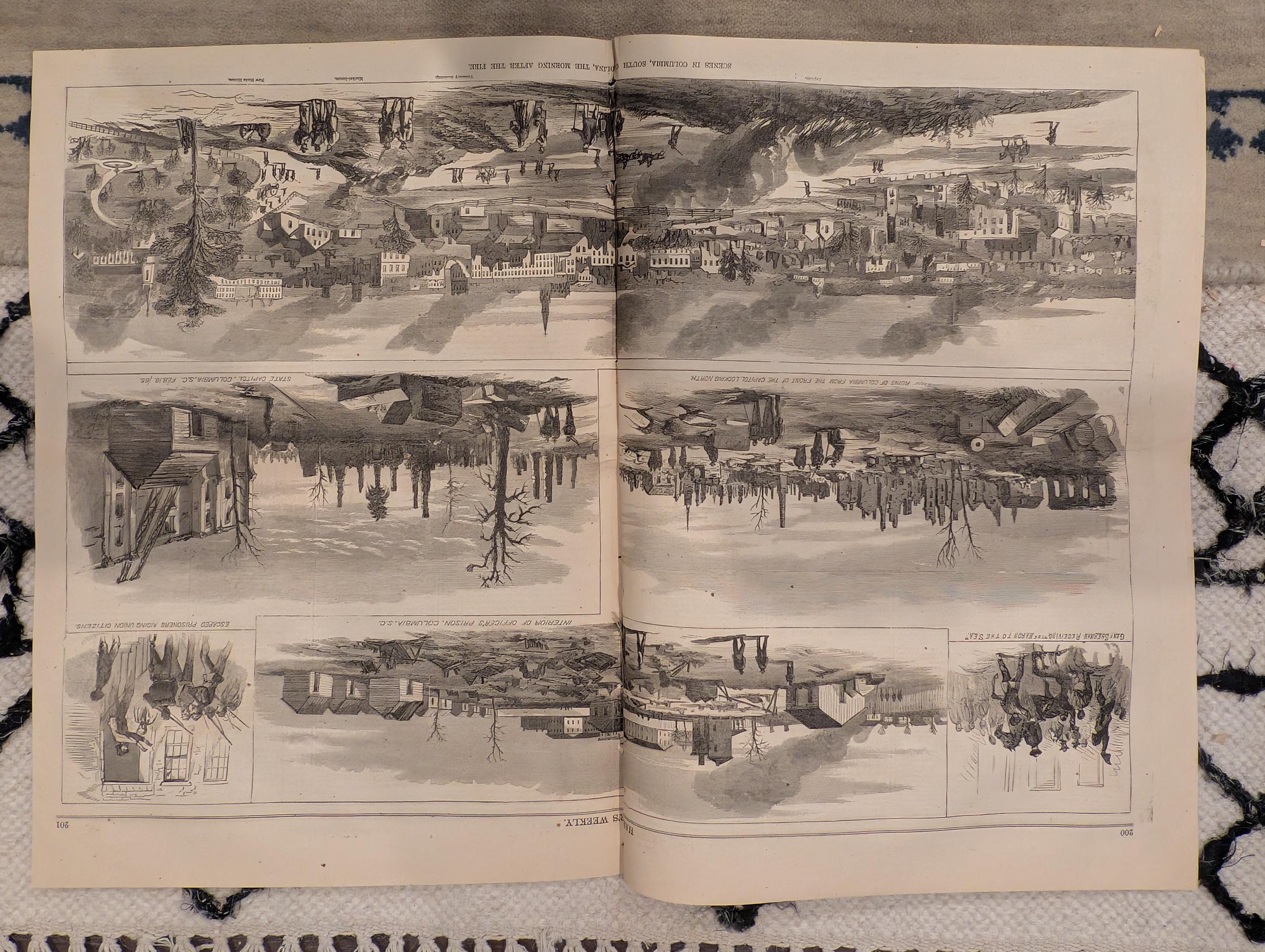 1861 Sherman's Entry Columbia Harper's Weekly April 01 Burning of Columbia