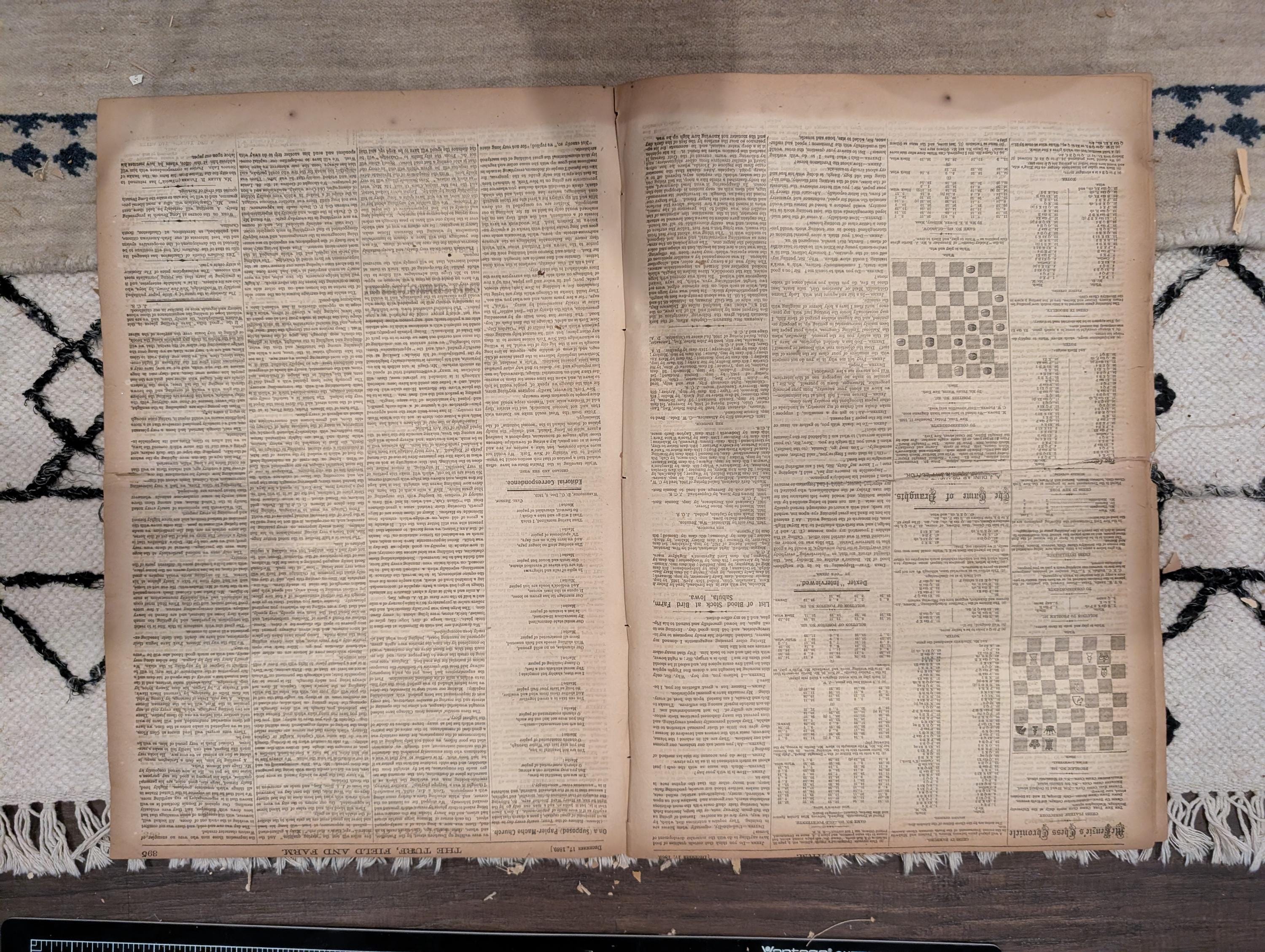 1869 Turf Field and Farm — Baseball Convention, English Derby, Chess, Horse Racing, Dec 17