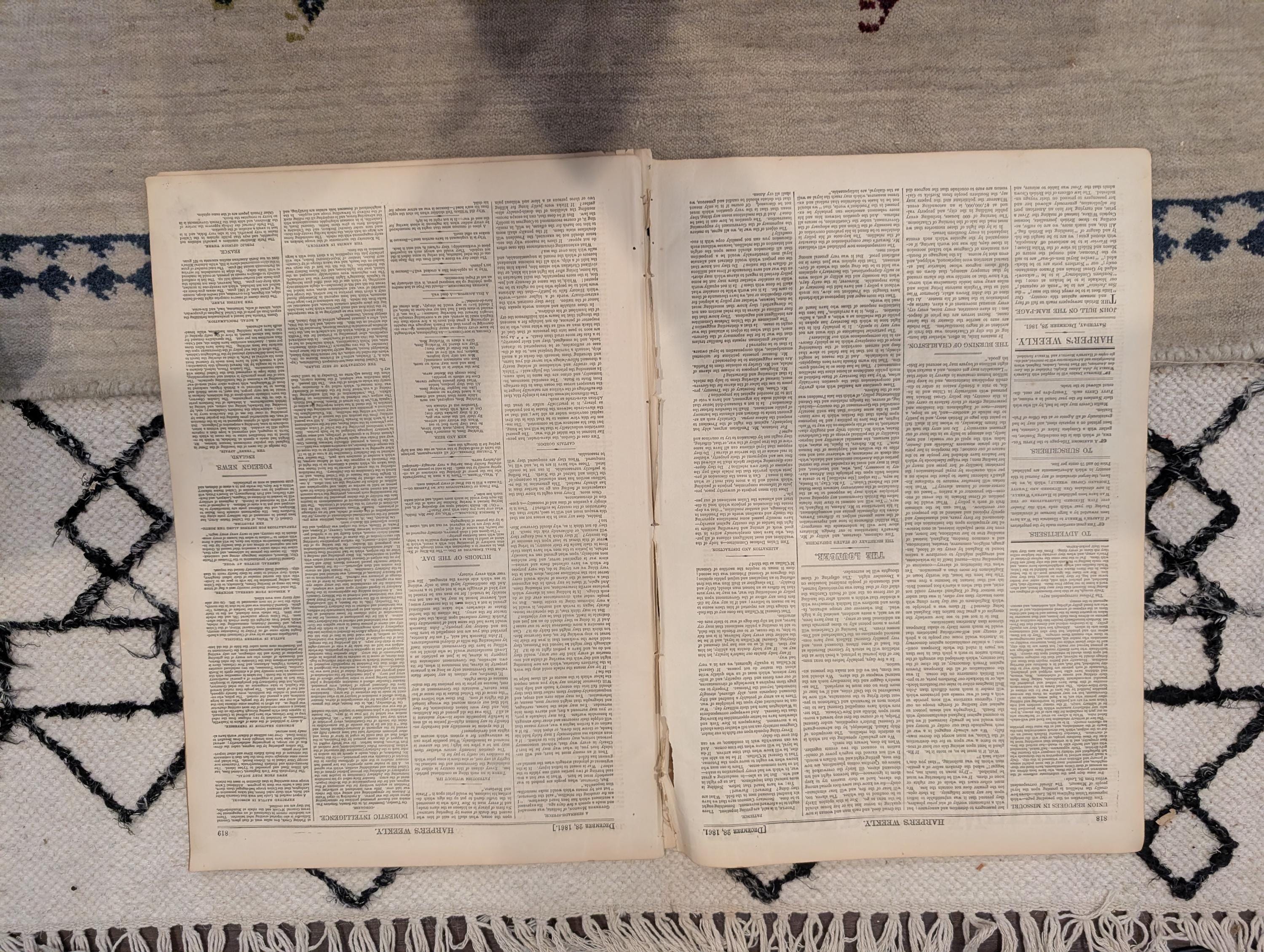 1861 Burning of Charleston Harper's Weekly Dec 28 Fort Pickens Missouri Refugees