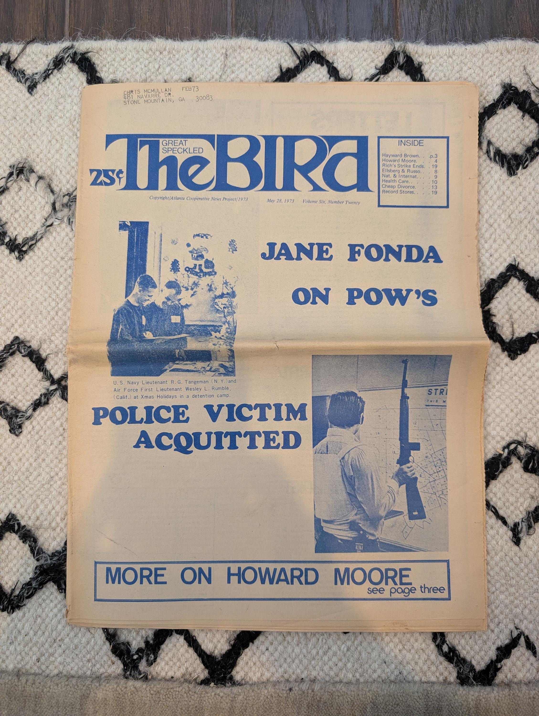 The Great Speckled Bird May 28, 1973 • Jane Fonda on POWs • Howard Moore & Metro Desegregation • African Liberation Day • Atlanta Undergroun