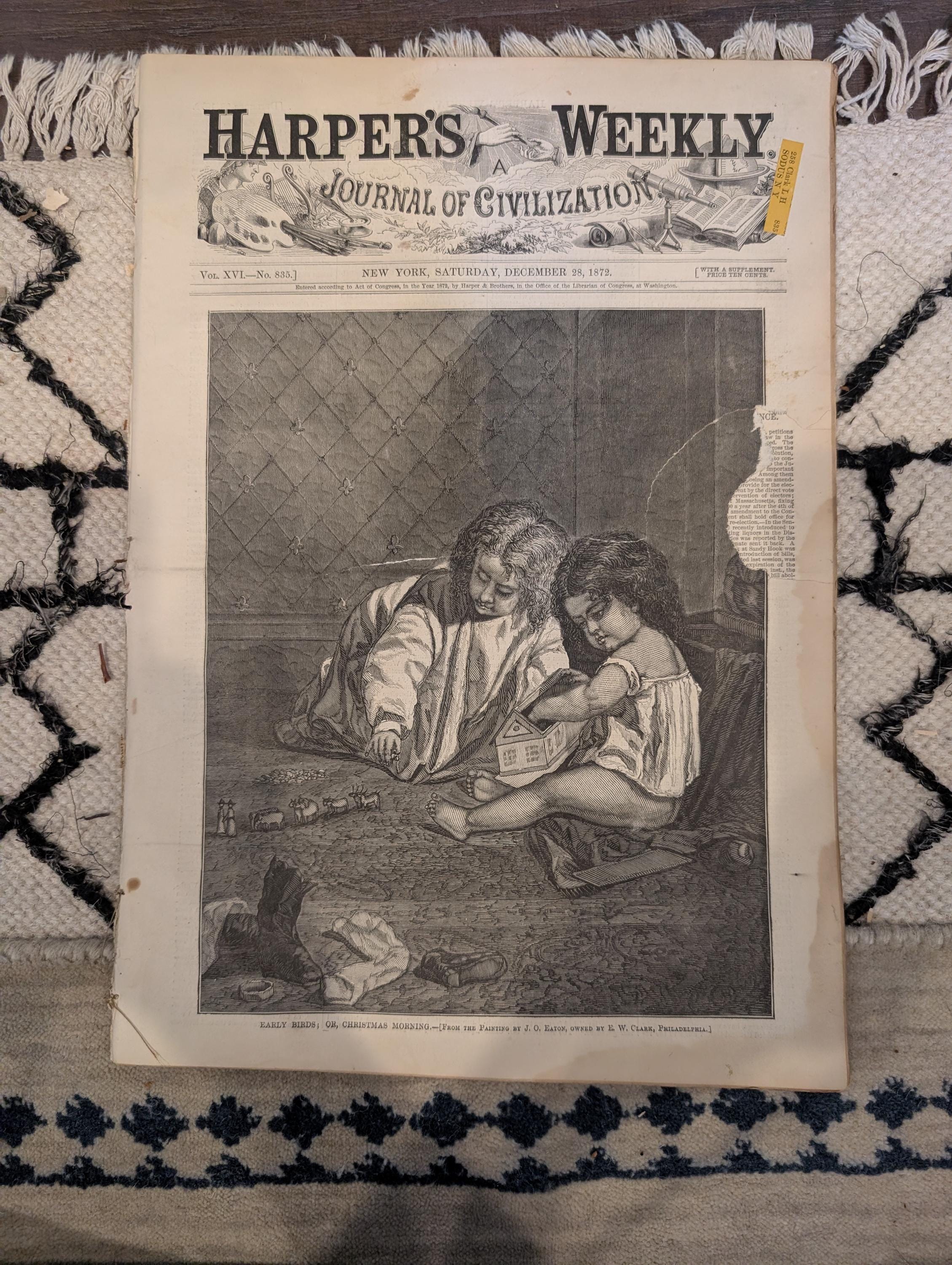 1872 Christmas Morning Nast Harper's Weekly Dec 28 Virginia Sketch