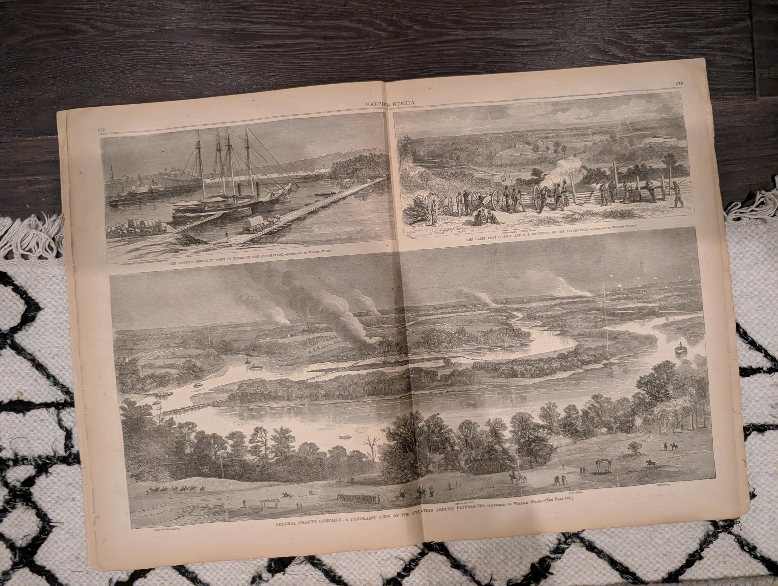 1864 Sinking of the Alabama Harper's Weekly July 23 Petersburg & Sherman