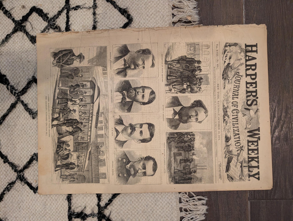 1874 Wild Boar Hunt Centerfold, Louisiana Outrages, Rifle Match — Oct 10