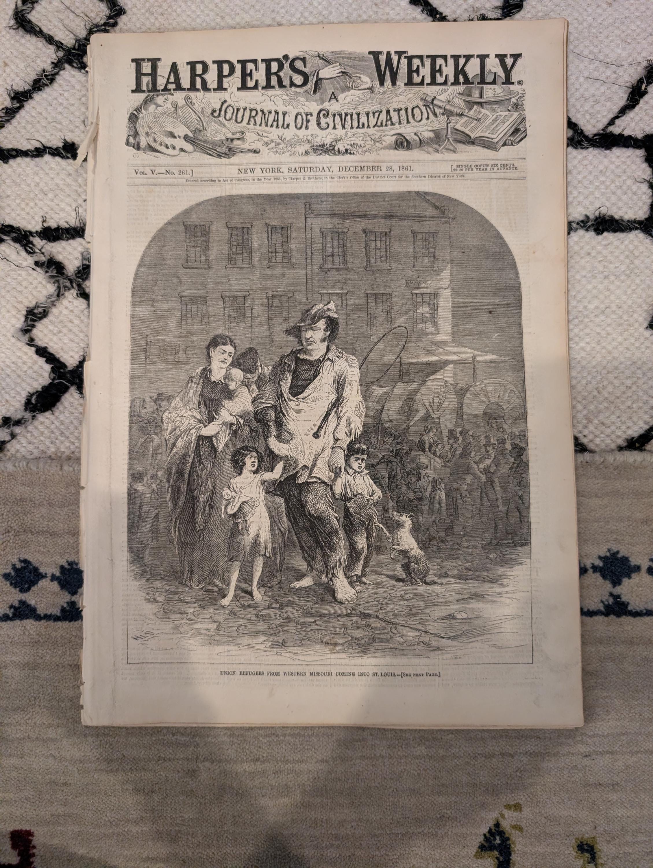1861 Burning of Charleston Harper's Weekly Dec 28 Fort Pickens Missouri Refugees