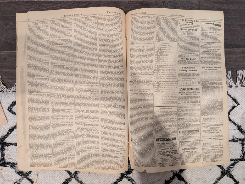 Harper's Weekly September 6 1862 Lincoln Letter to Greeley Winslow Homer Centerfold Civil War Ironclads Baton Rouge