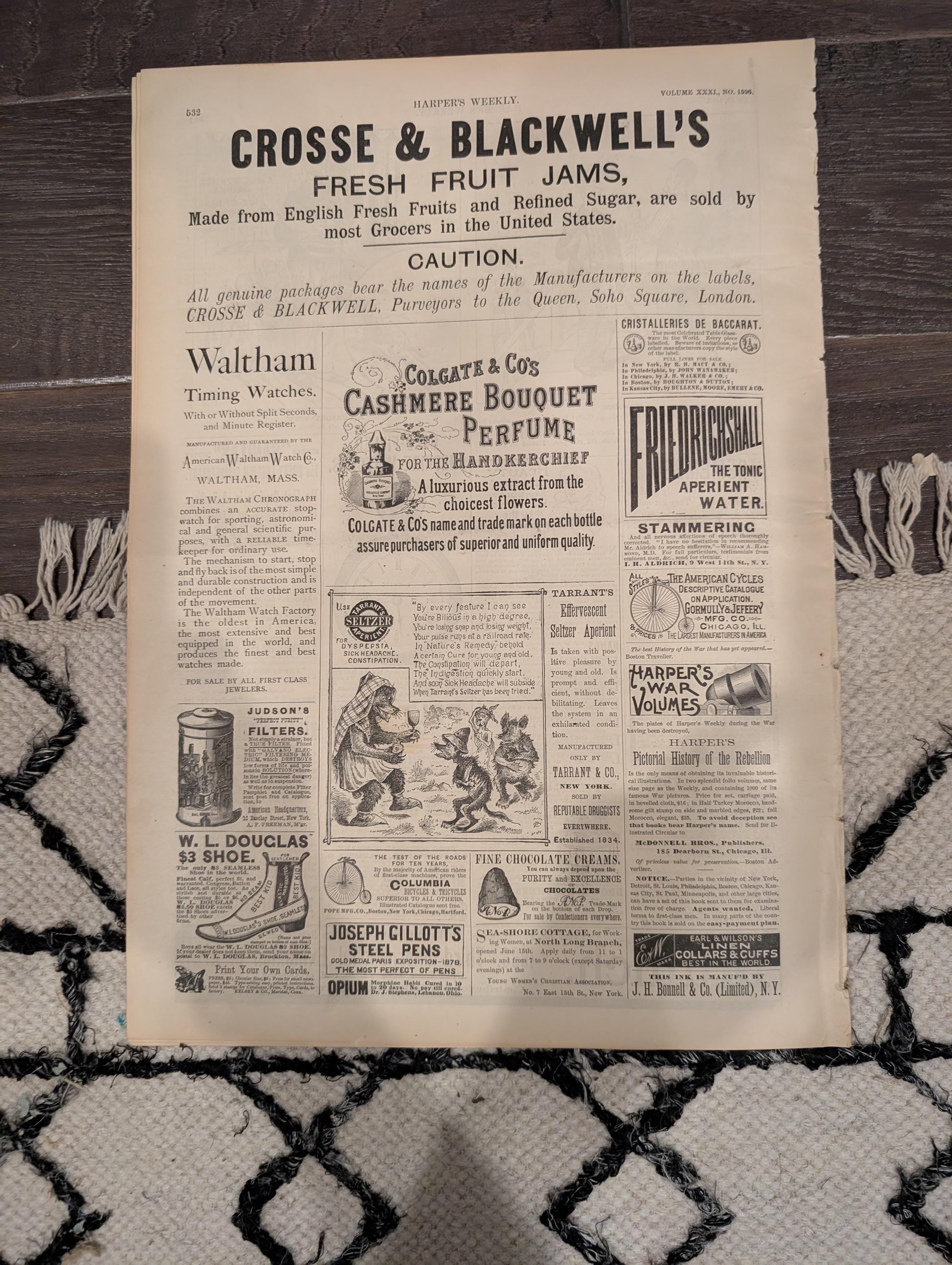 Harper’s Weekly July 23, 1887 – Lincoln Park, Blackfeet Indians, Manitou Colorado, Tenements, Racehorse Hanover – Complete Issue