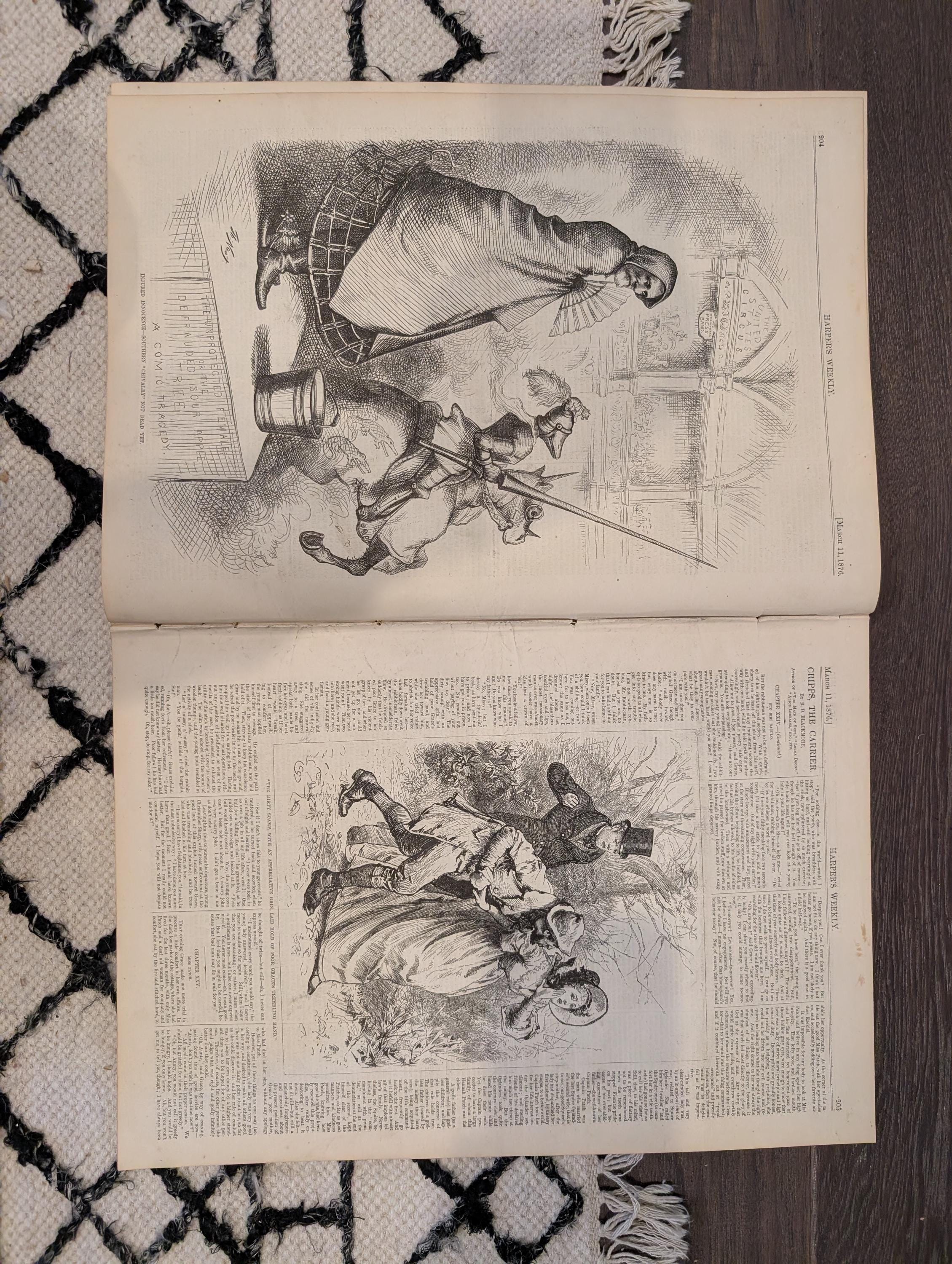 1876 Moody Revival PT Barnum Hippodrome, Nast Jeff Davis, London Emigrants — Mar 11