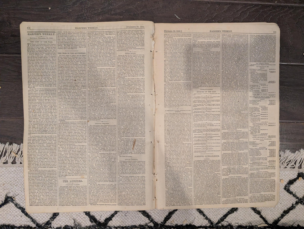 Harper’s Weekly – December 20, 1862 – Fredericksburg Centerfold • Dickens Story • Minnesota Massacre Front Page