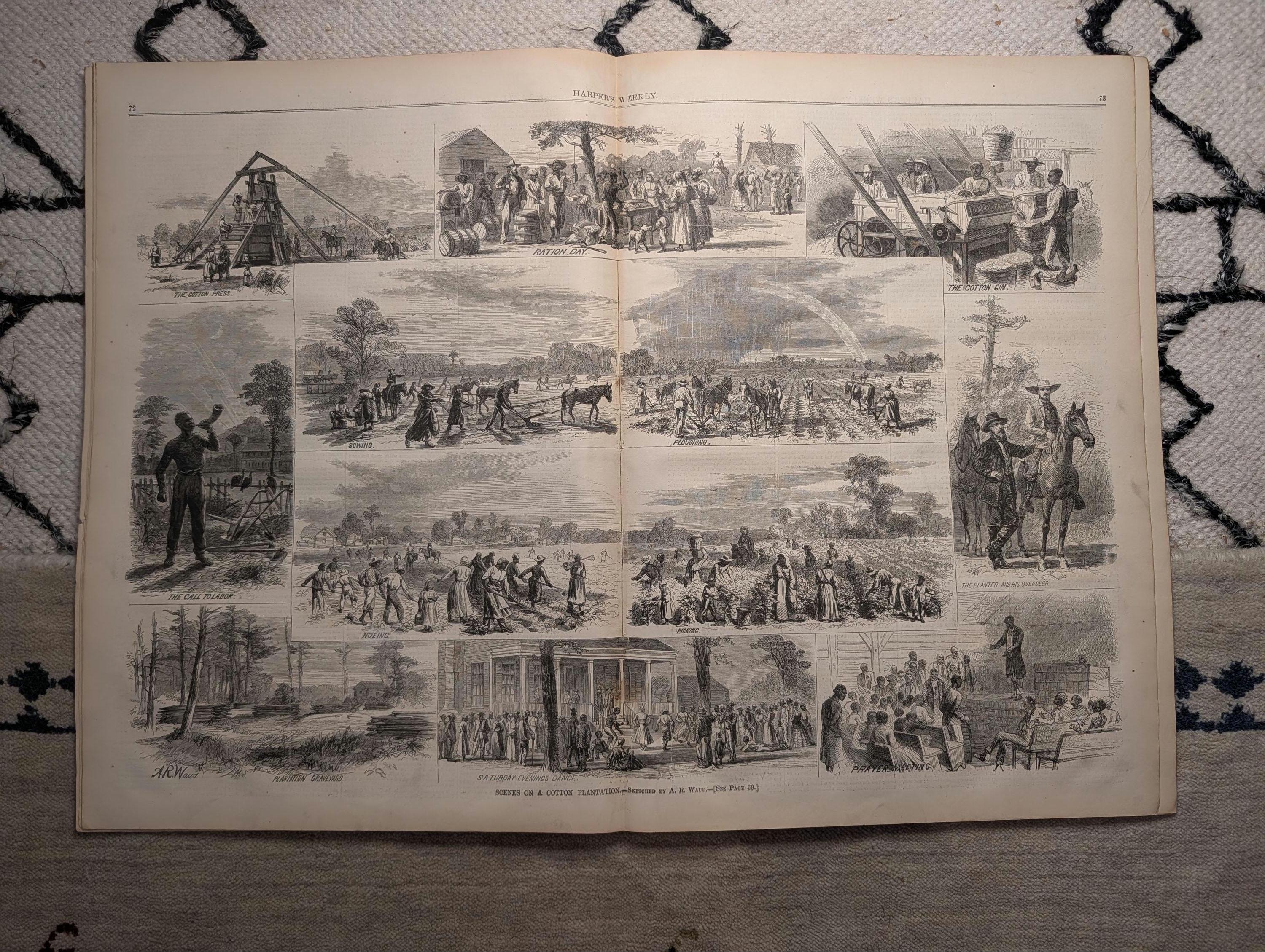 1867 Cotton Plantation Black Workers Centerfold, Crete War — Feb 2