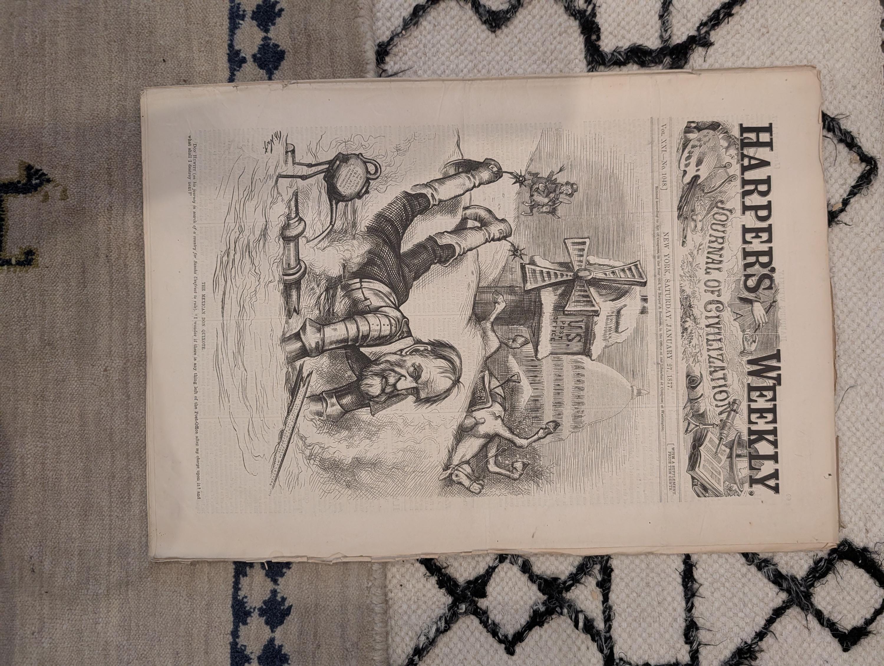 1877 Cornelius Vanderbilt Burial, Nast Cartoon, Grandfather's Fete — Jan 27