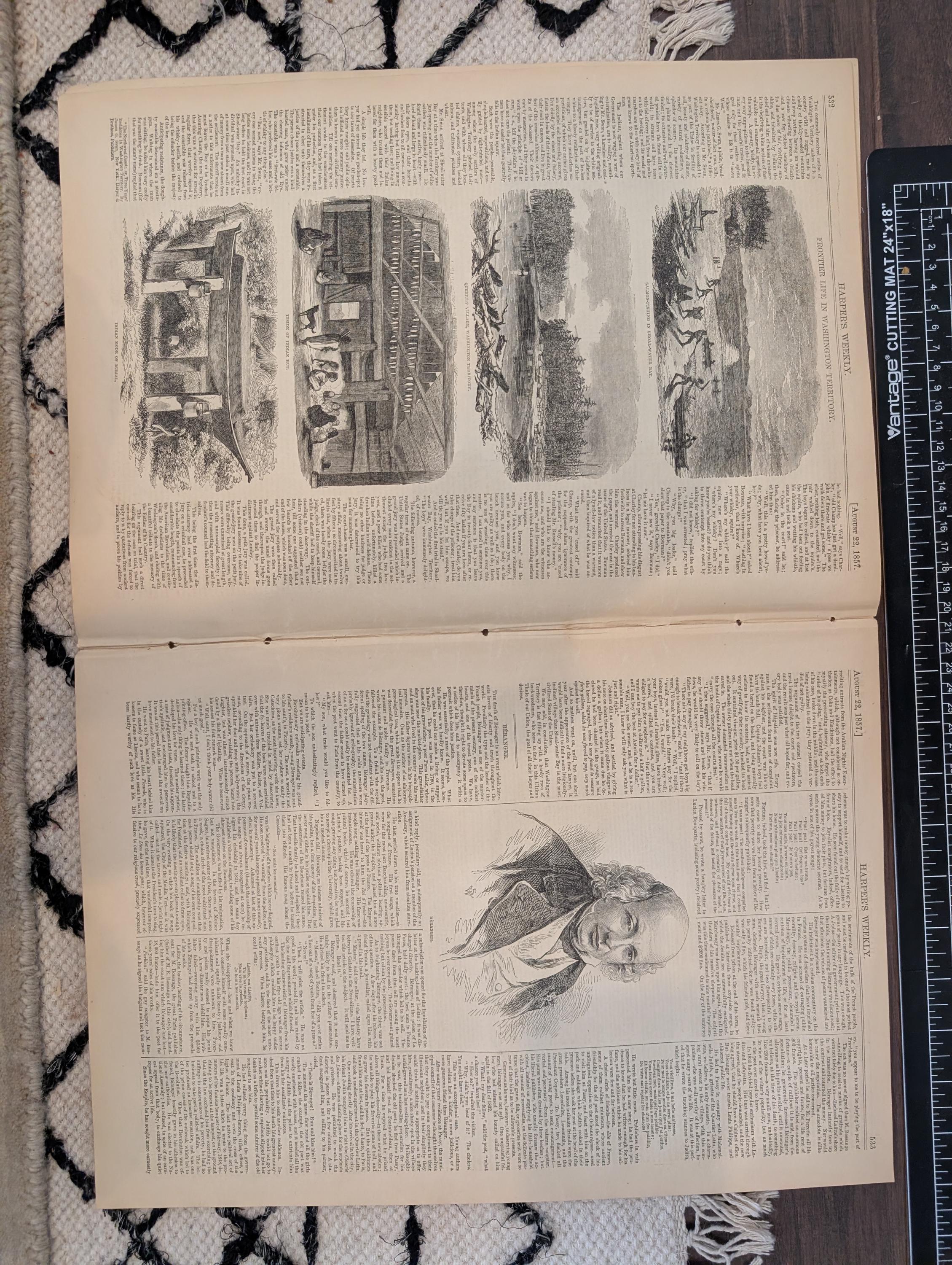 1857 Washington Territory Frontier Harper's Weekly August 22 White Mountains