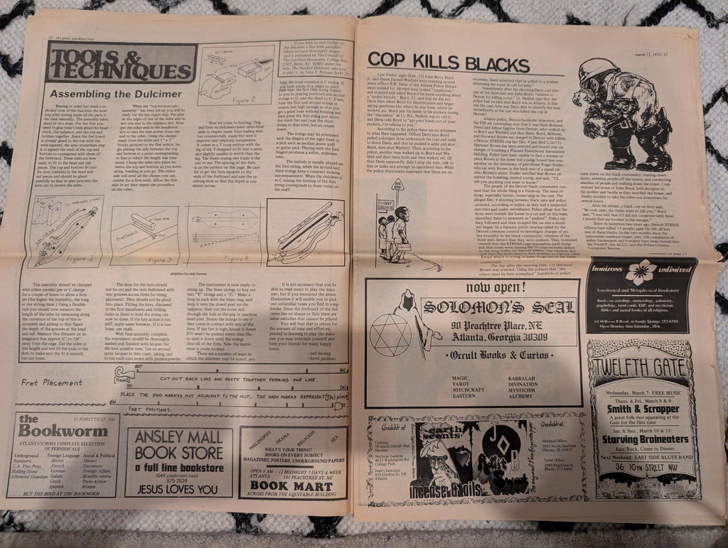 Vintage Underground Newspaper – The Great Speckled Bird – March 12, 1973 – International Women’s Day, UFW, Labor & Protest History