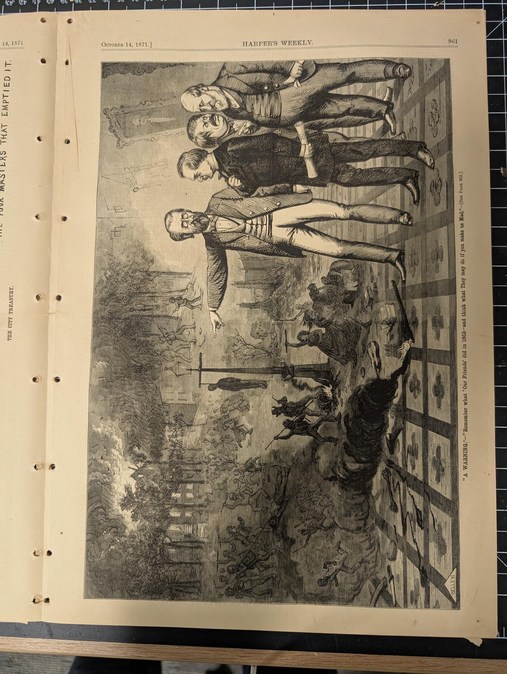 Harper’s Weekly – October 14, 1871 – Complete w/ Supplement (24 pages) | Grand Duke Alexis, Nast Tweed Ring Cartoons, Elephant vs. Bull Figh