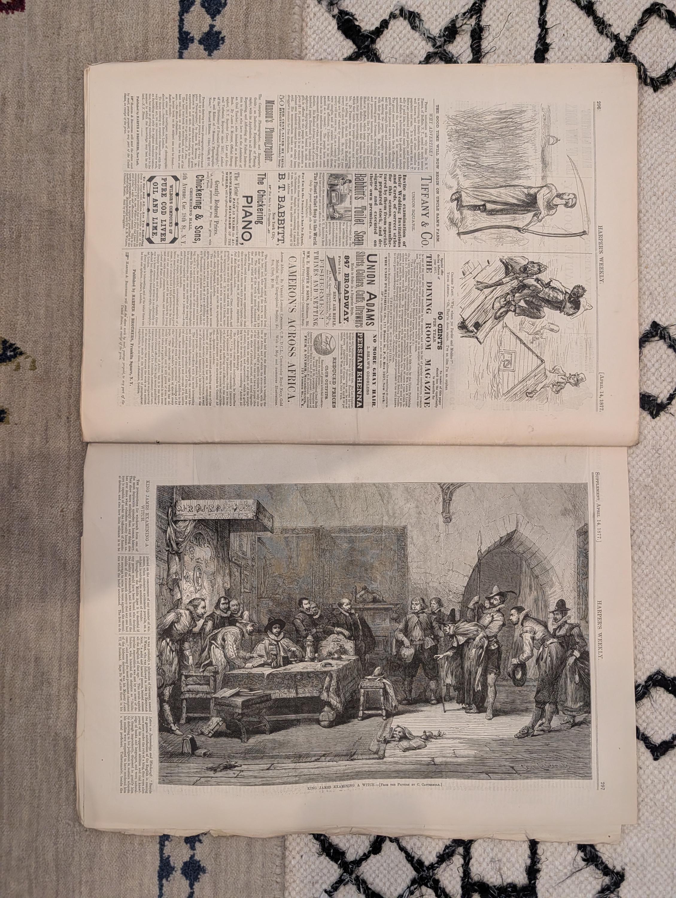 1877 Brooklyn Bridge Construction, Tweed Exile, Nast, Witch Trial — Apr 14