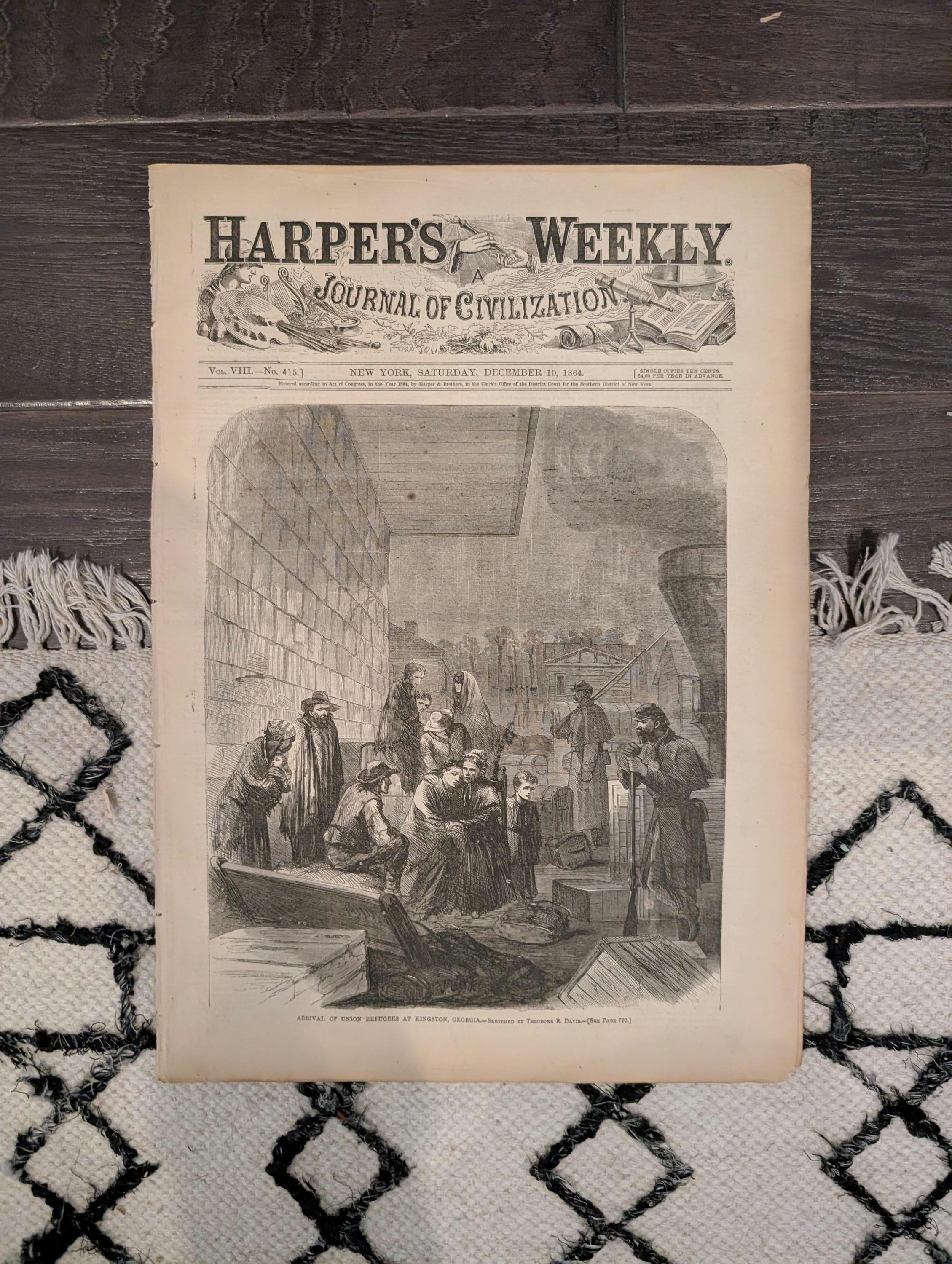 1864 Sherman's March Georgia Harper's Weekly December 10 Prisoners Exchanged