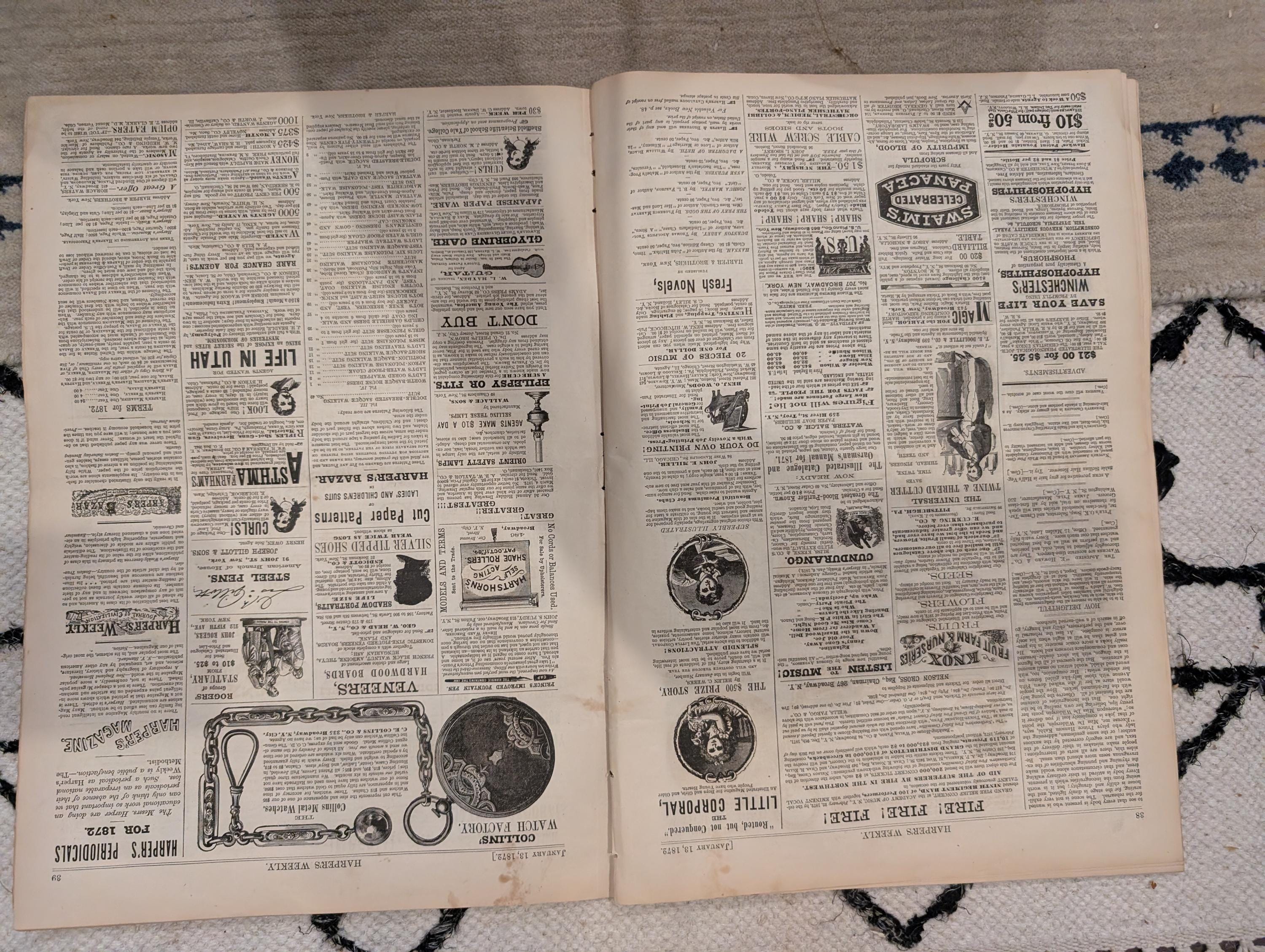 1872 Snow Battle Harper's Weekly January 13 Wilkie Collins George Eliot
