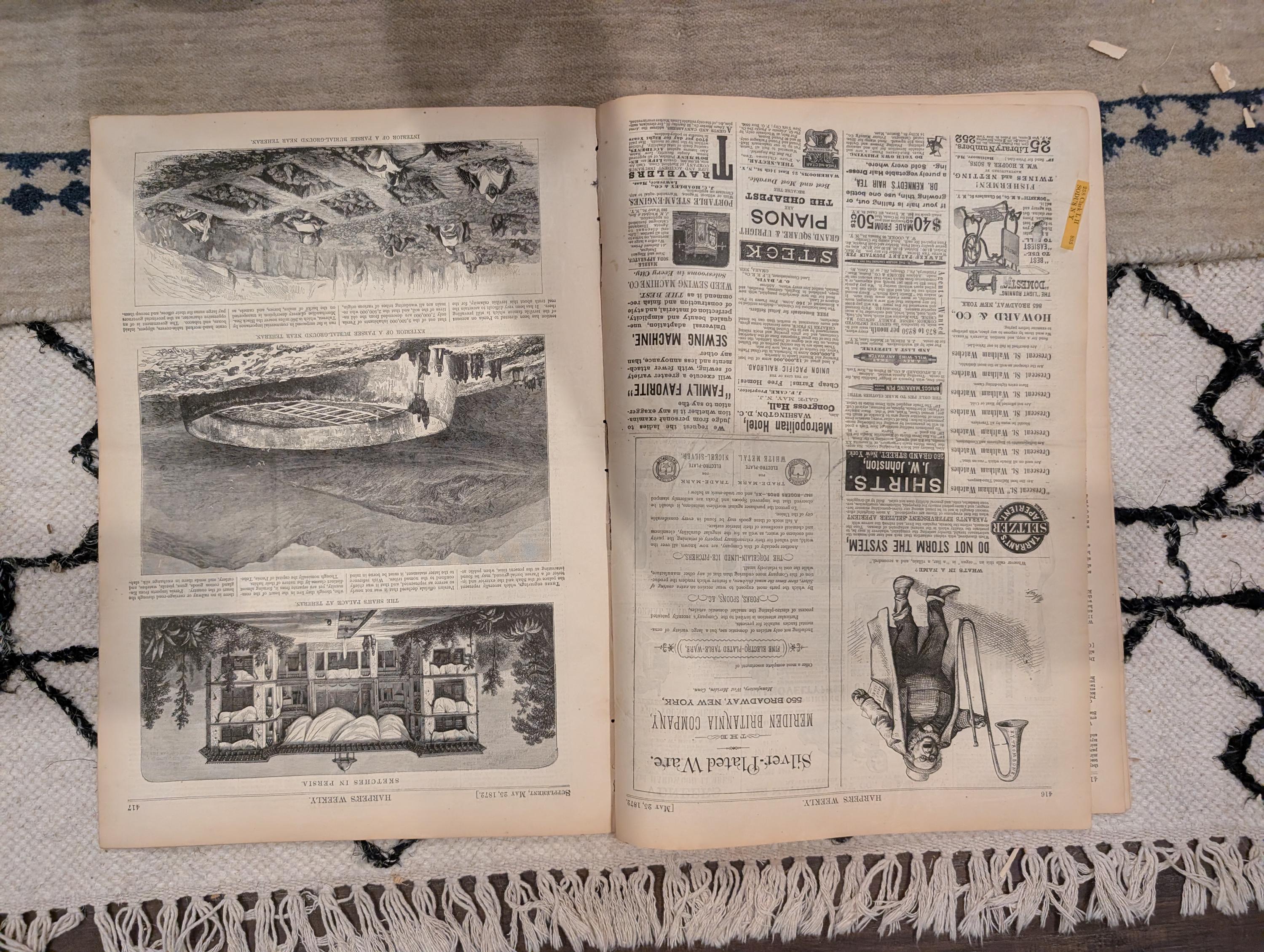 1872 Shah's Palace Teheran Harper's Weekly May 25 Jerusalem Under Temple