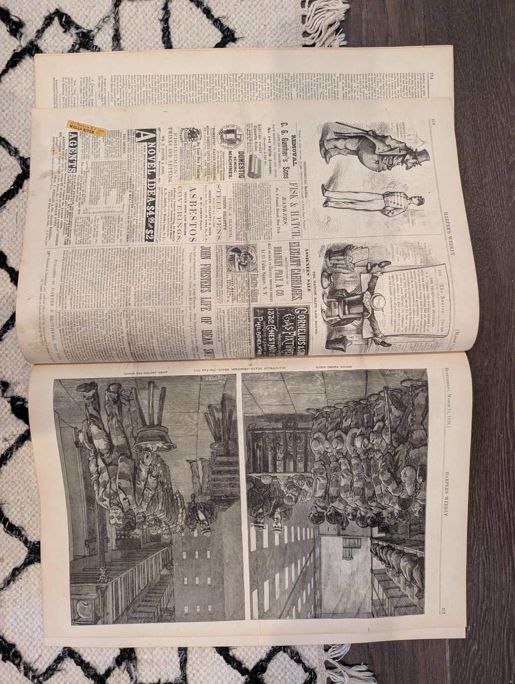 1876 Moody Revival PT Barnum Hippodrome, Nast Jeff Davis, London Emigrants — Mar 11