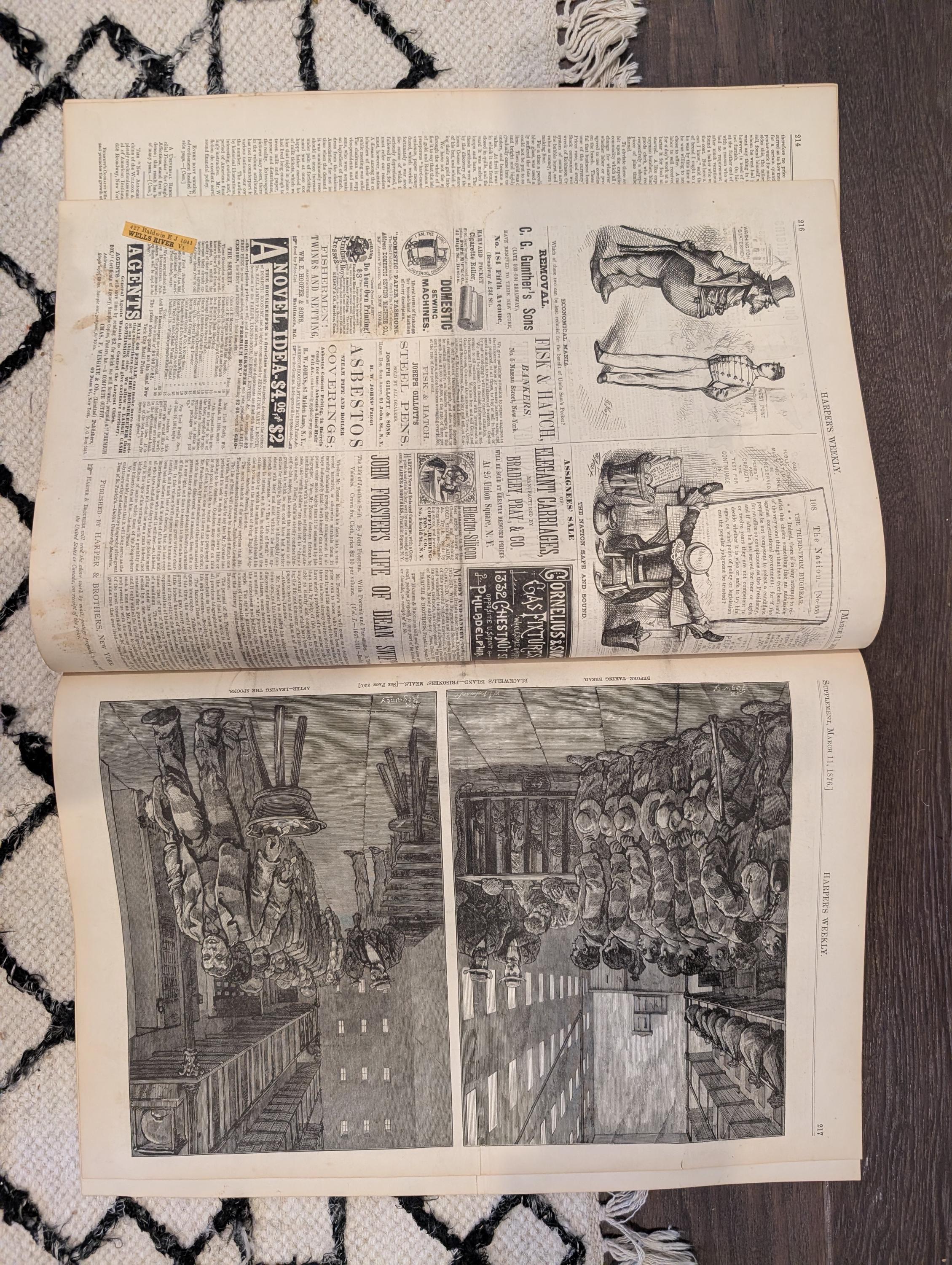 1876 Moody Revival PT Barnum Hippodrome, Nast Jeff Davis, London Emigrants — Mar 11