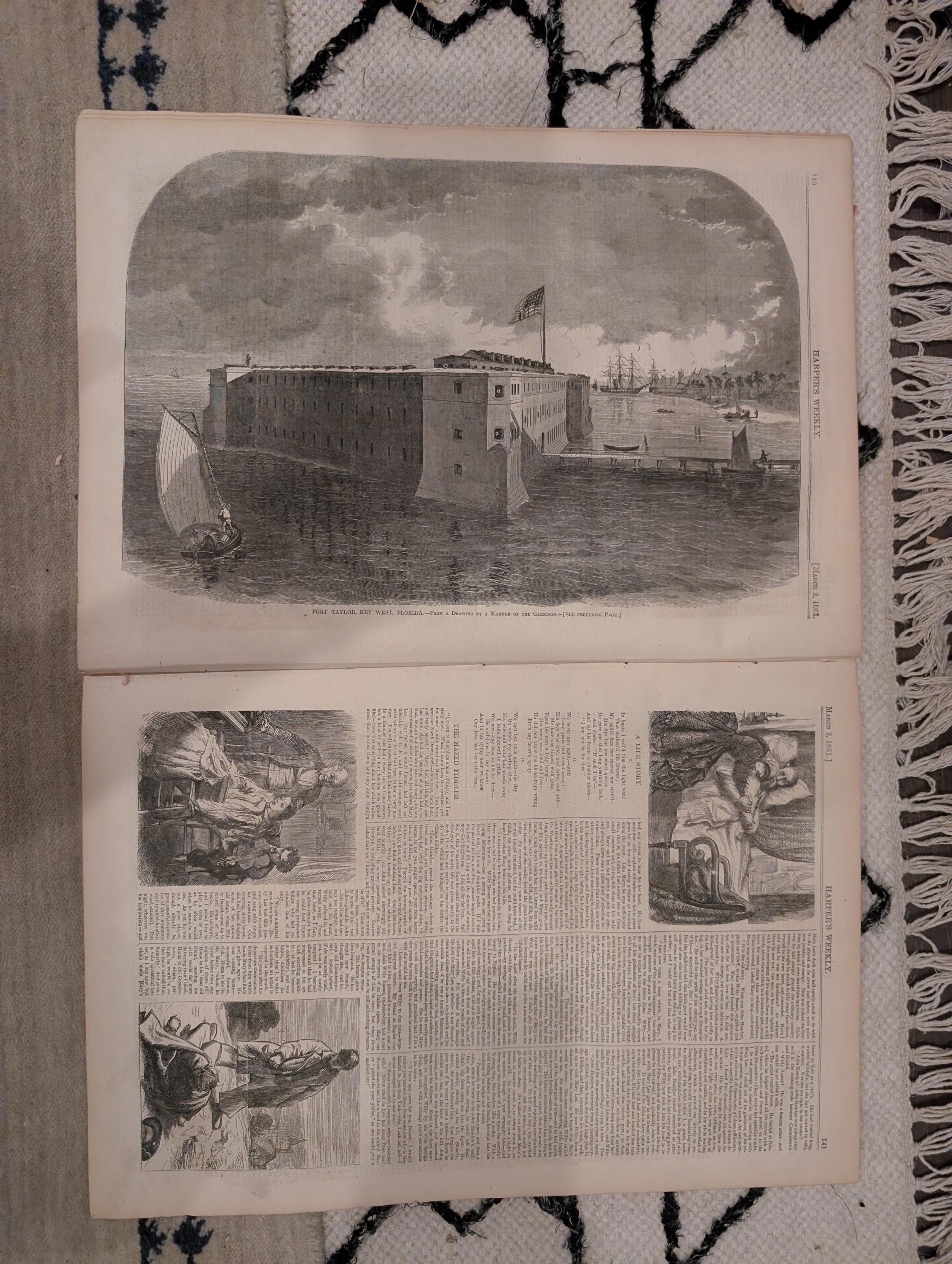 1861 Harper's Weekly March 02 Lincoln Astor House Balcony Fort Sumter