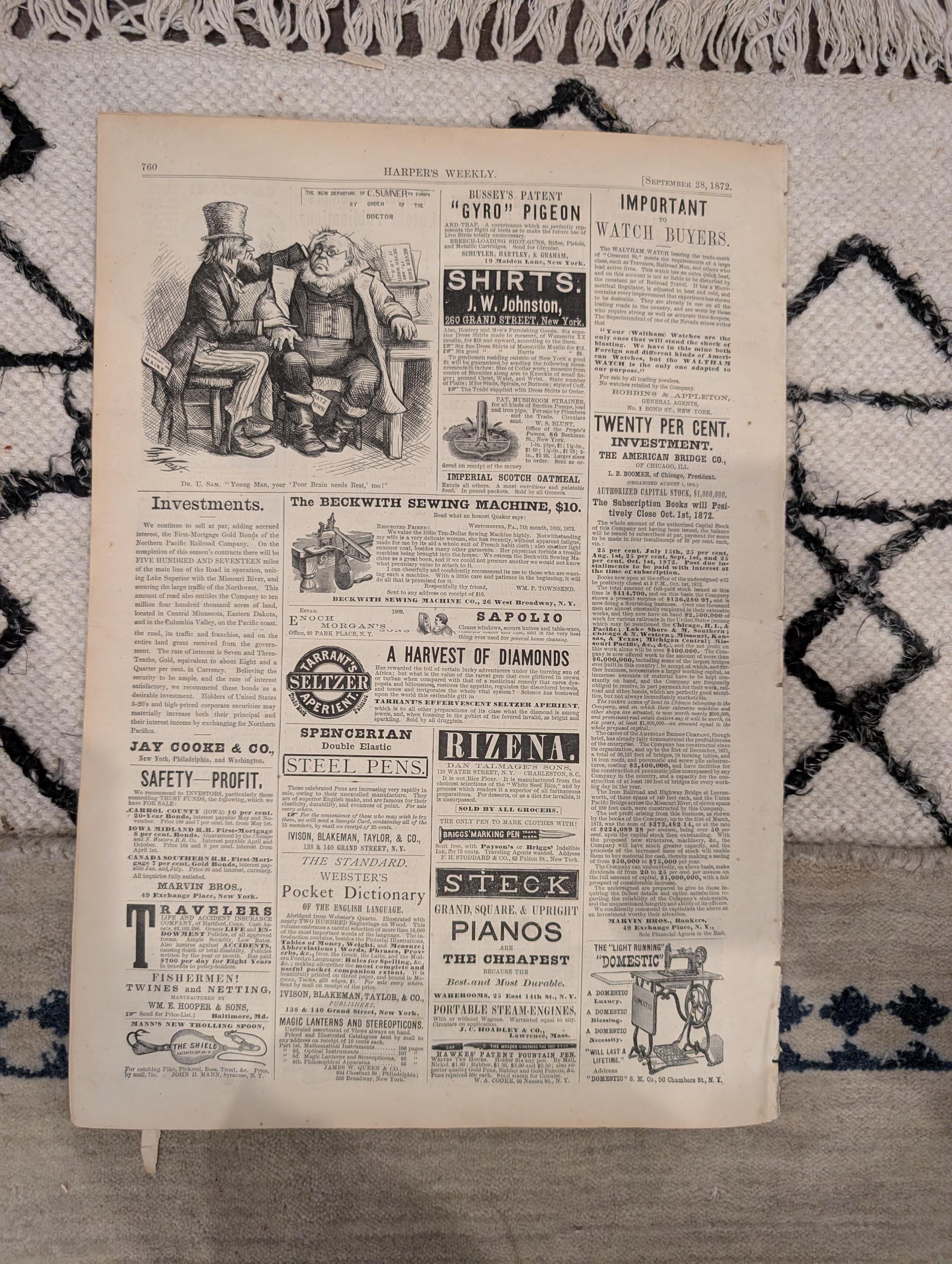 1872 Nast Campaign Key Note Harper's Weekly Sept 28 Greeley Riots