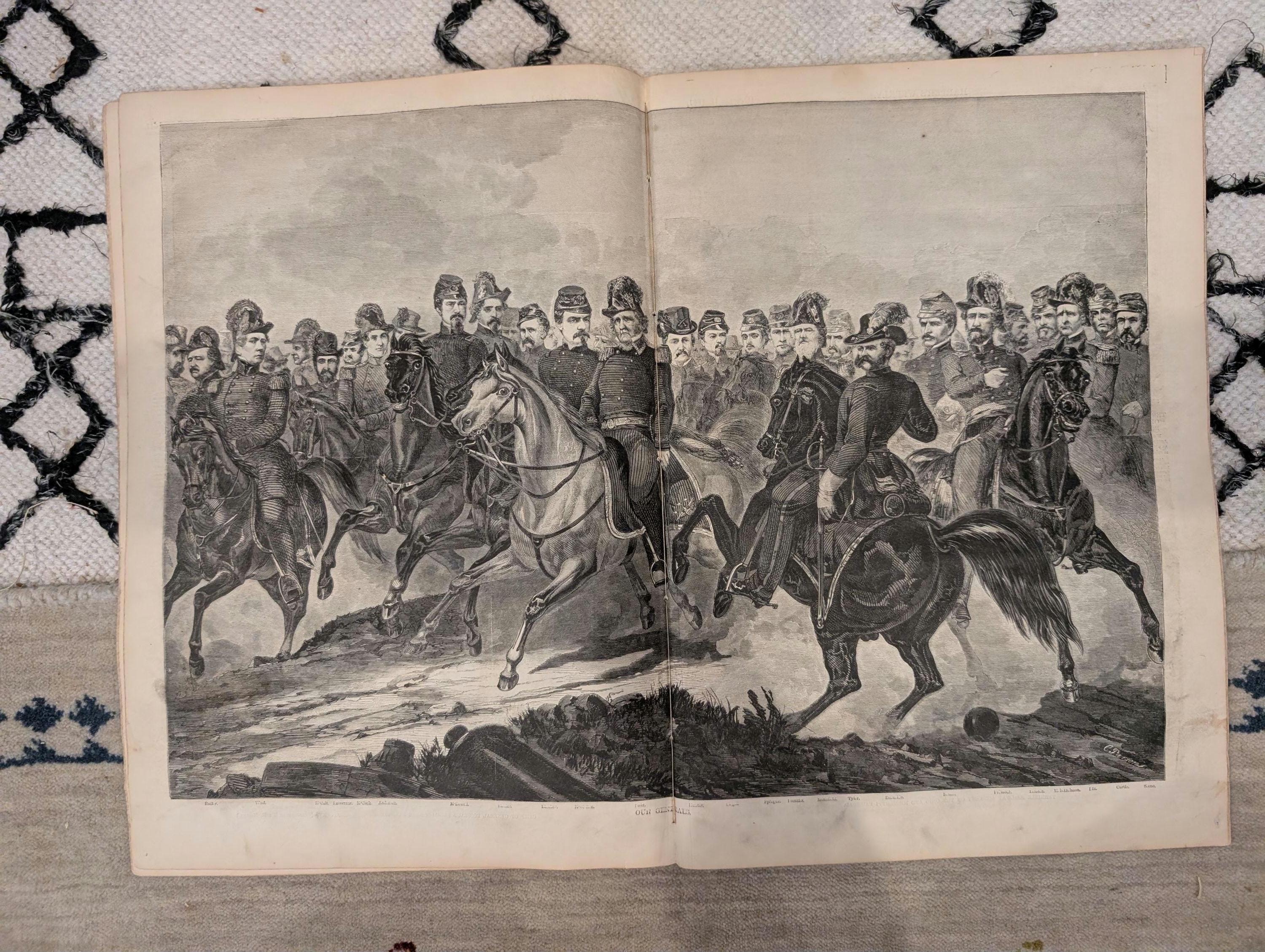 1861 Battle of Lexington Missouri Harper's Weekly Oct 12 Our Generals Centerfold