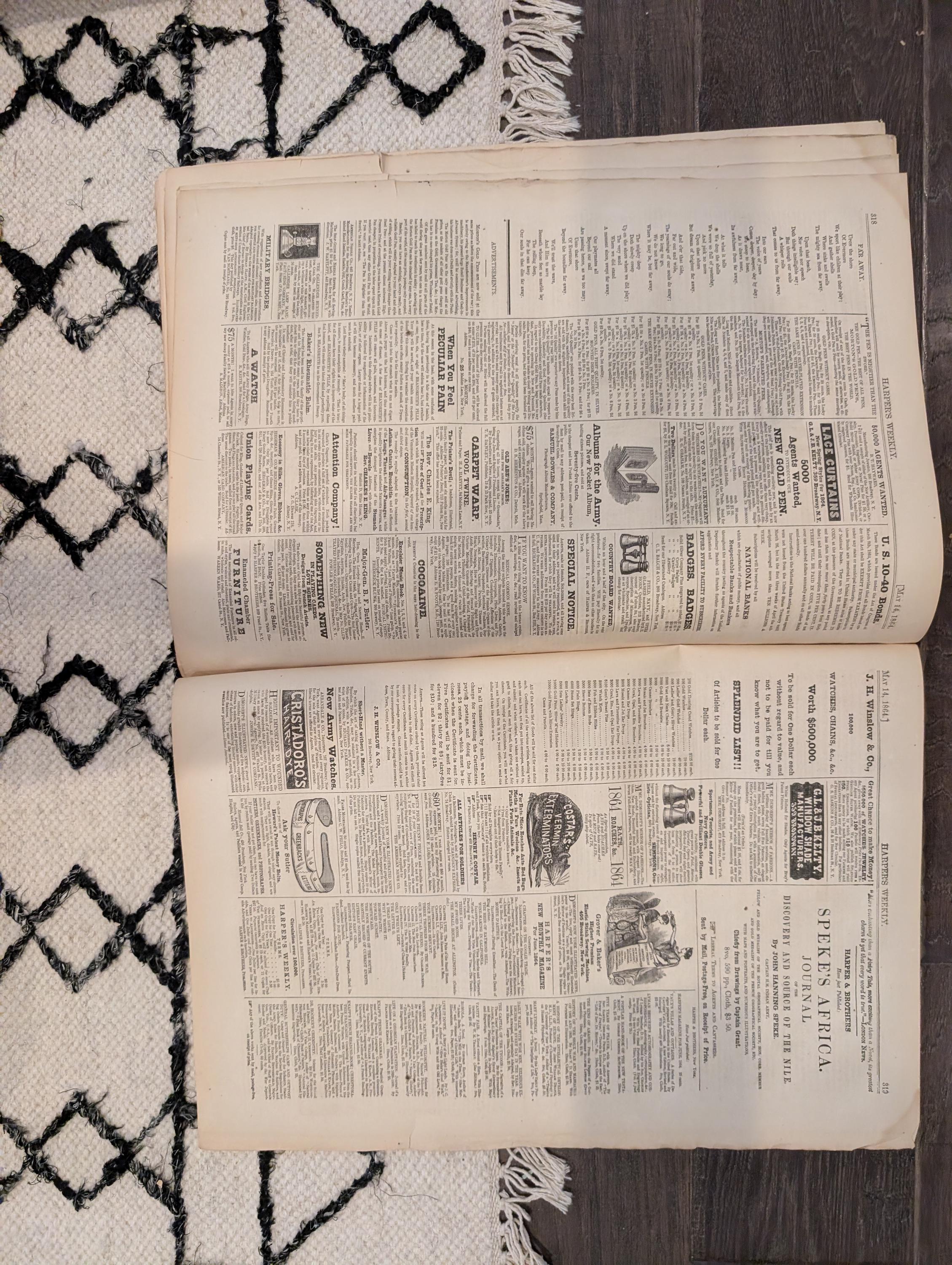 Harper's Weekly 1864 Red River Gunboats May 14 Union Refugees Louisiana
