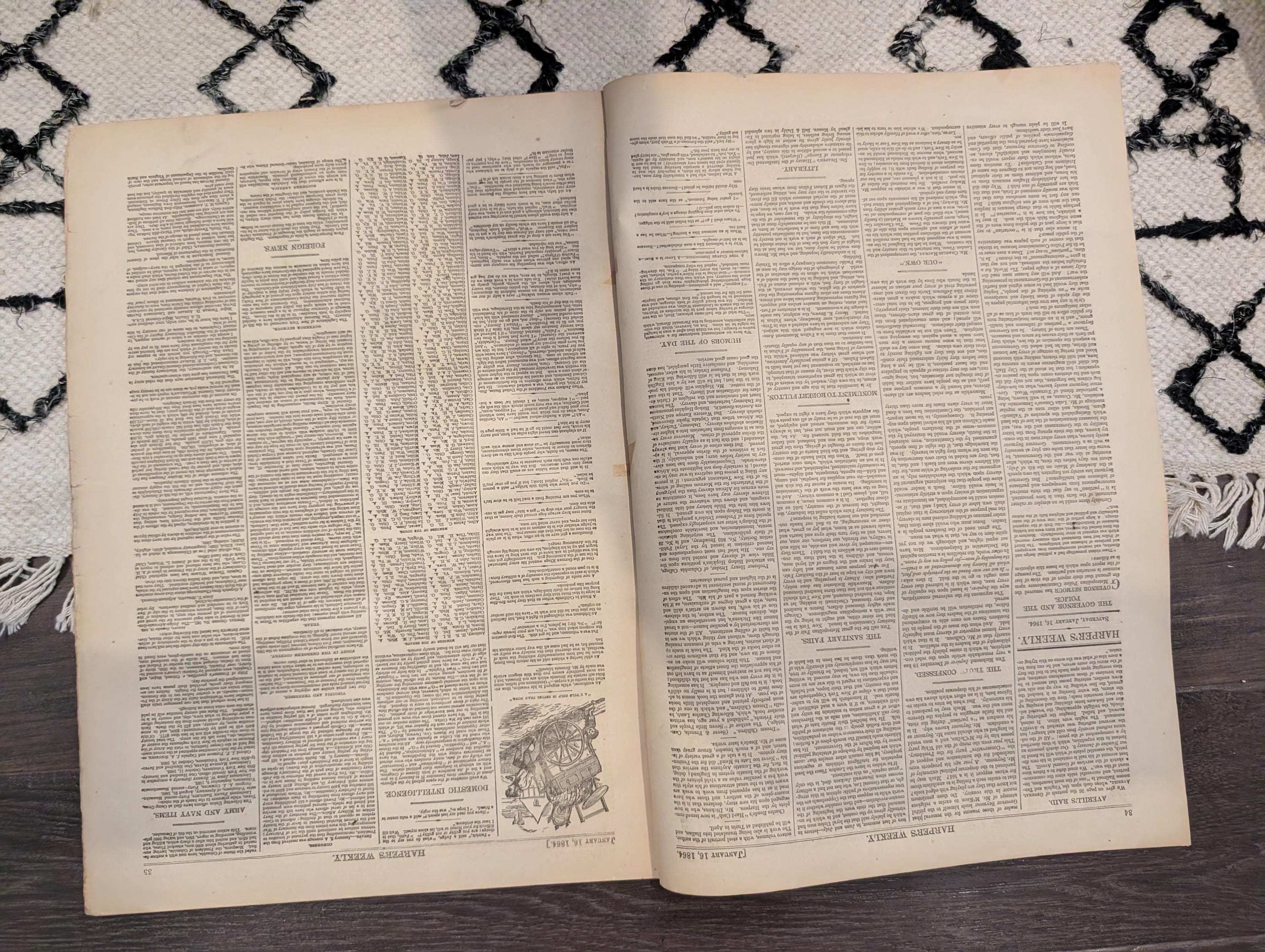 Harper's Weekly 1864 Averill's Raid Jan 16 Army of the Potomac Centerfold