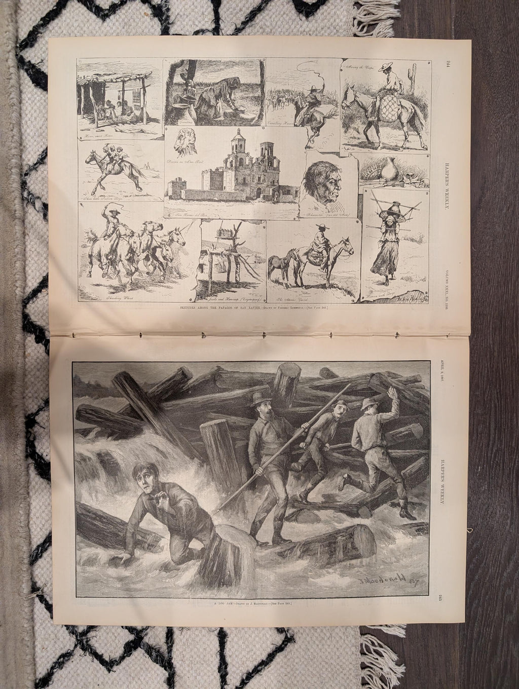 HARPER’S WEEKLY — April 2, 1887 — Mark Twain Bust, Republican Elephant, Casemate Fort Firing, Papago Indians, Ship in Storm