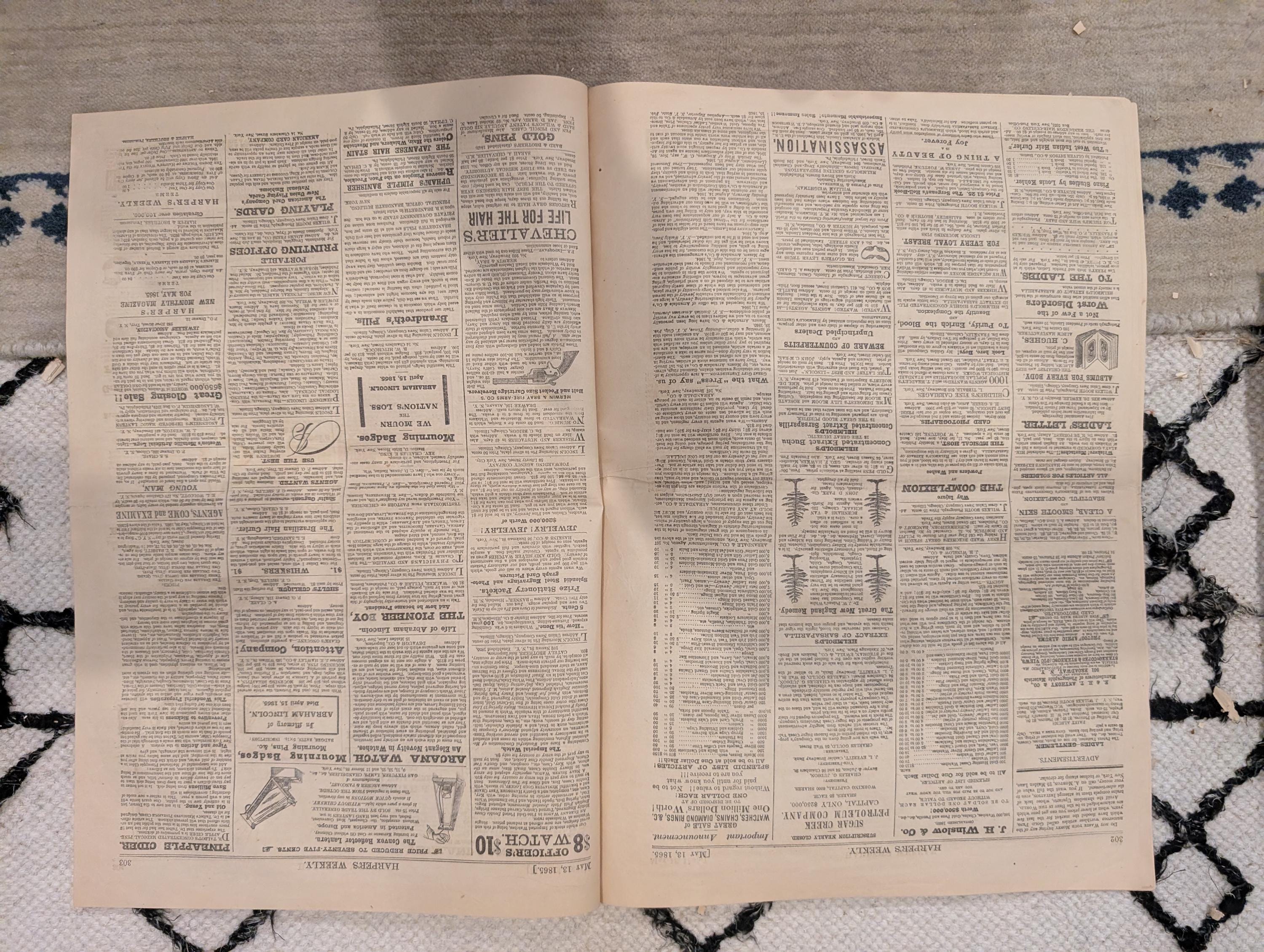 1865 Capture of Booth Harper's Weekly May 13 Lincoln Funeral Procession