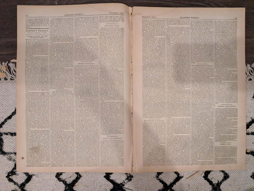 Harper’s Weekly – October 17, 1868 – Boys in Blue Parade • Life-Preserving Apparatus • Scenes in the Life of a Trapper • Indian Engagement