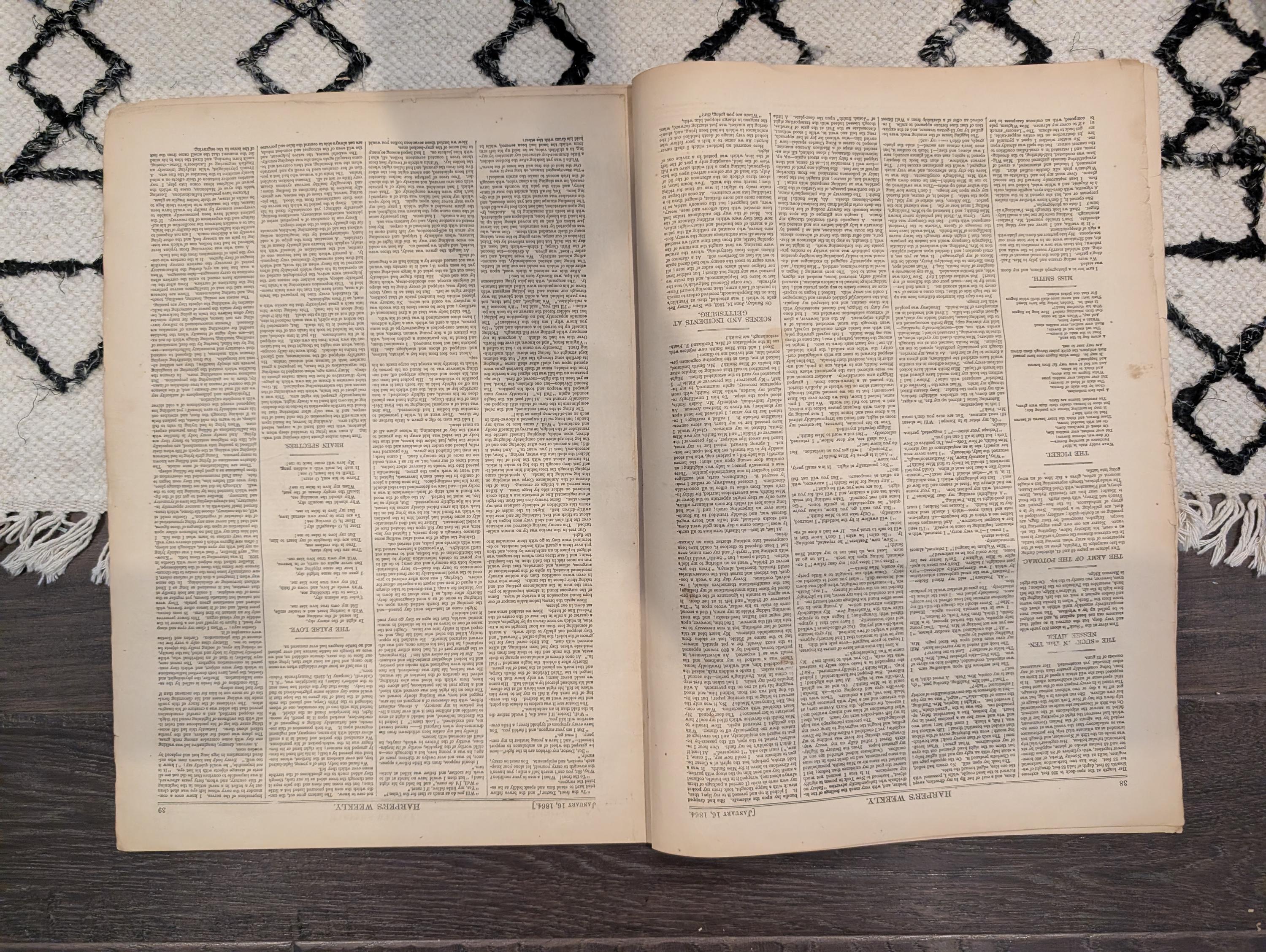 Harper's Weekly 1864 Averill's Raid Jan 16 Army of the Potomac Centerfold