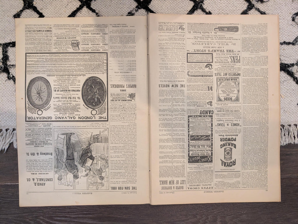 1881 Nast "Ring Out Old Ring in New," New Year's Prosperity Adversity, Nubia Cave — Jan 8